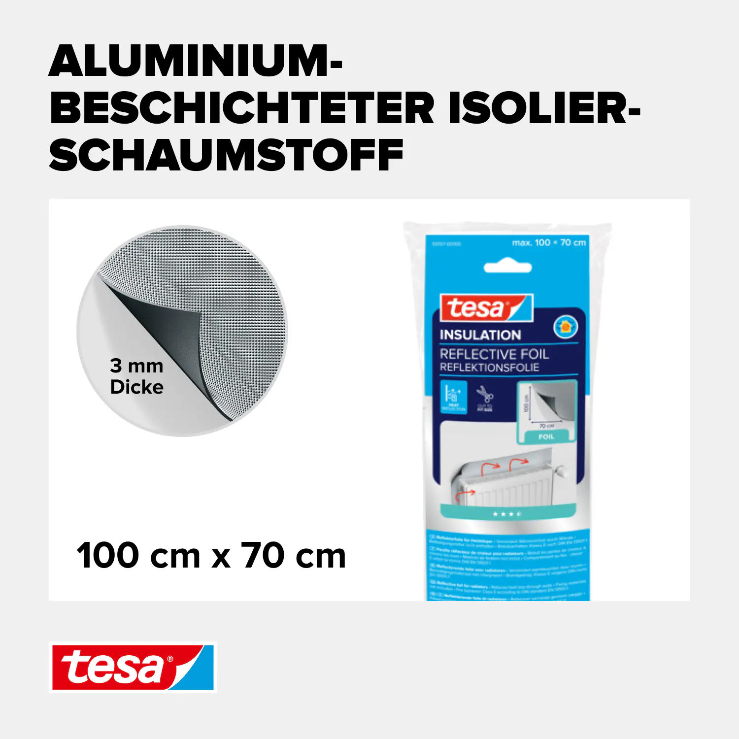 tesa Insulation Reflektorfolie für Heizkörper Heat Reflect 1 x 0,7 m