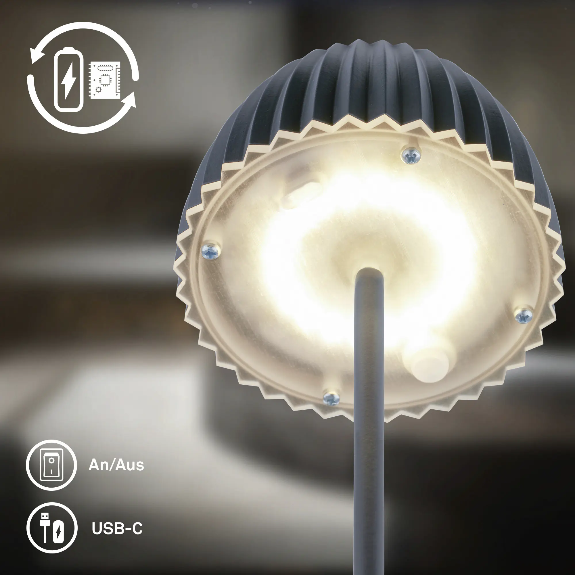 Briloner LED-Tischleuchte Riffle mit Akku anthrazit dimmbar