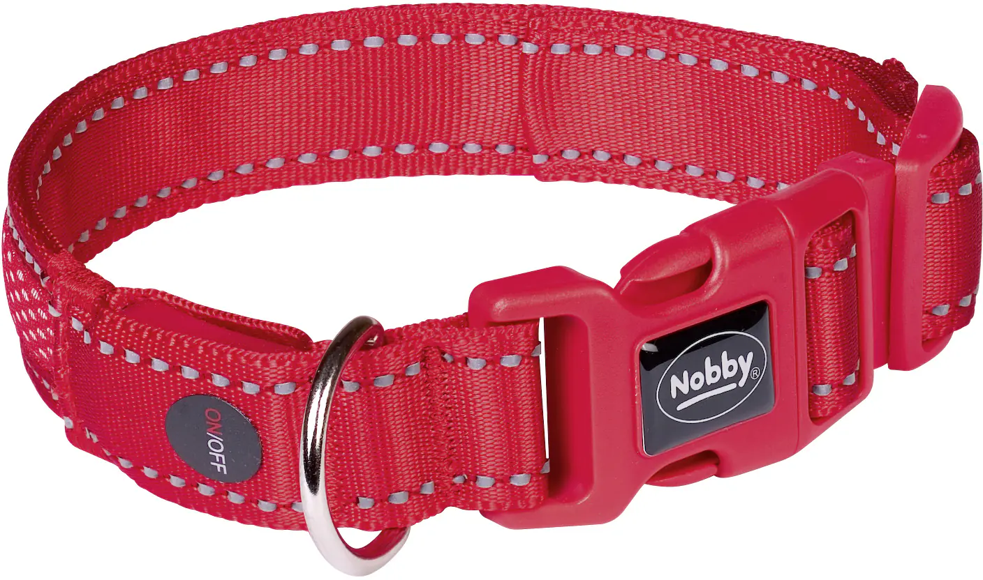 Nobby Halsband Flash Mesh rot mit 3 Leuchtmodi