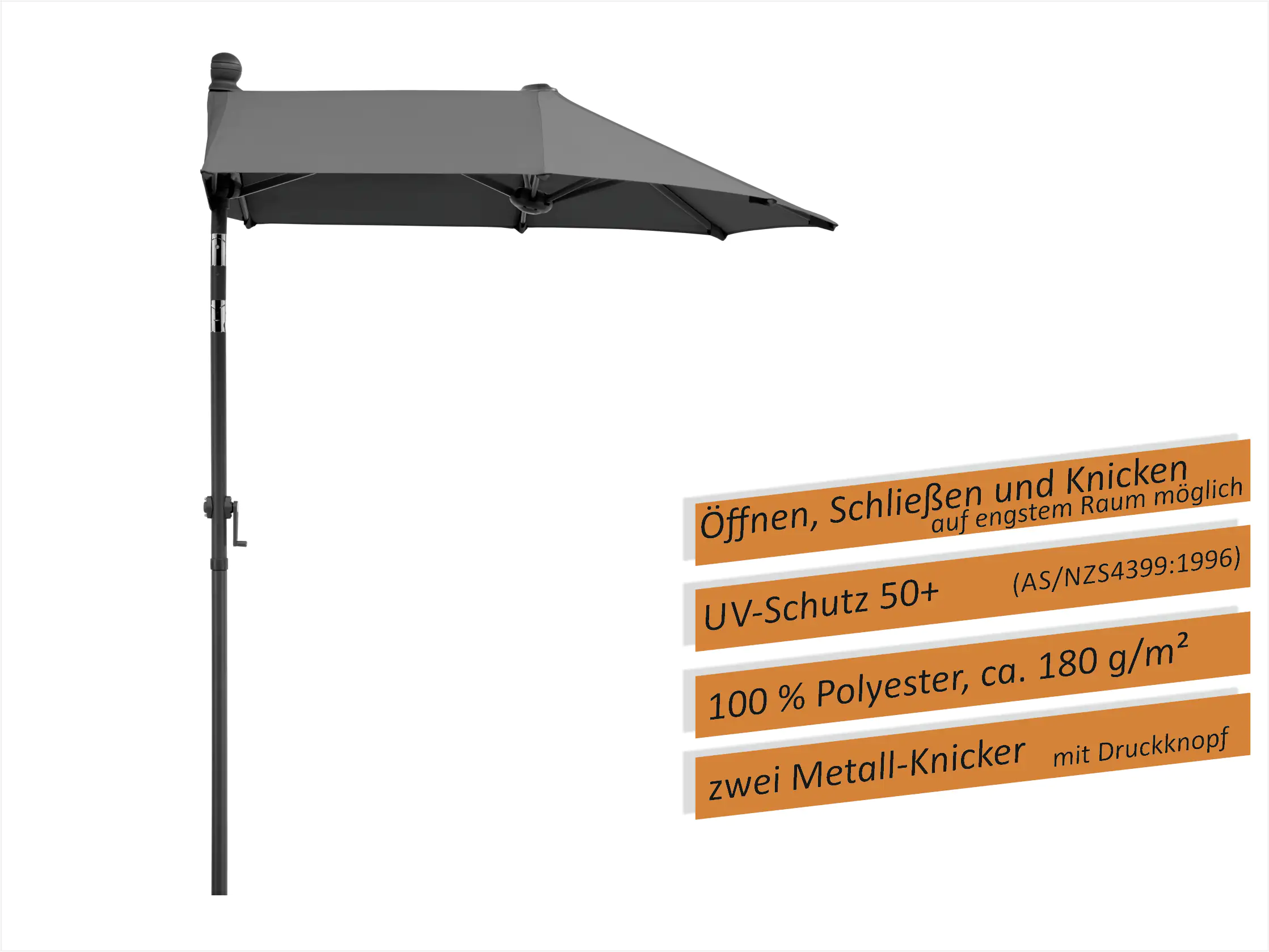 Schneider Sonnenschirm Salerno mezza anthrazit 150 x 150 cm inkl. Sonnenschirmhülle
