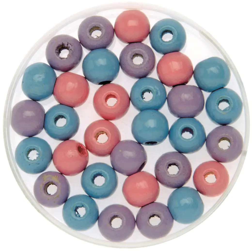 Glorex Holzperle rosa7flieder/blau 8 mm - 80 Stück