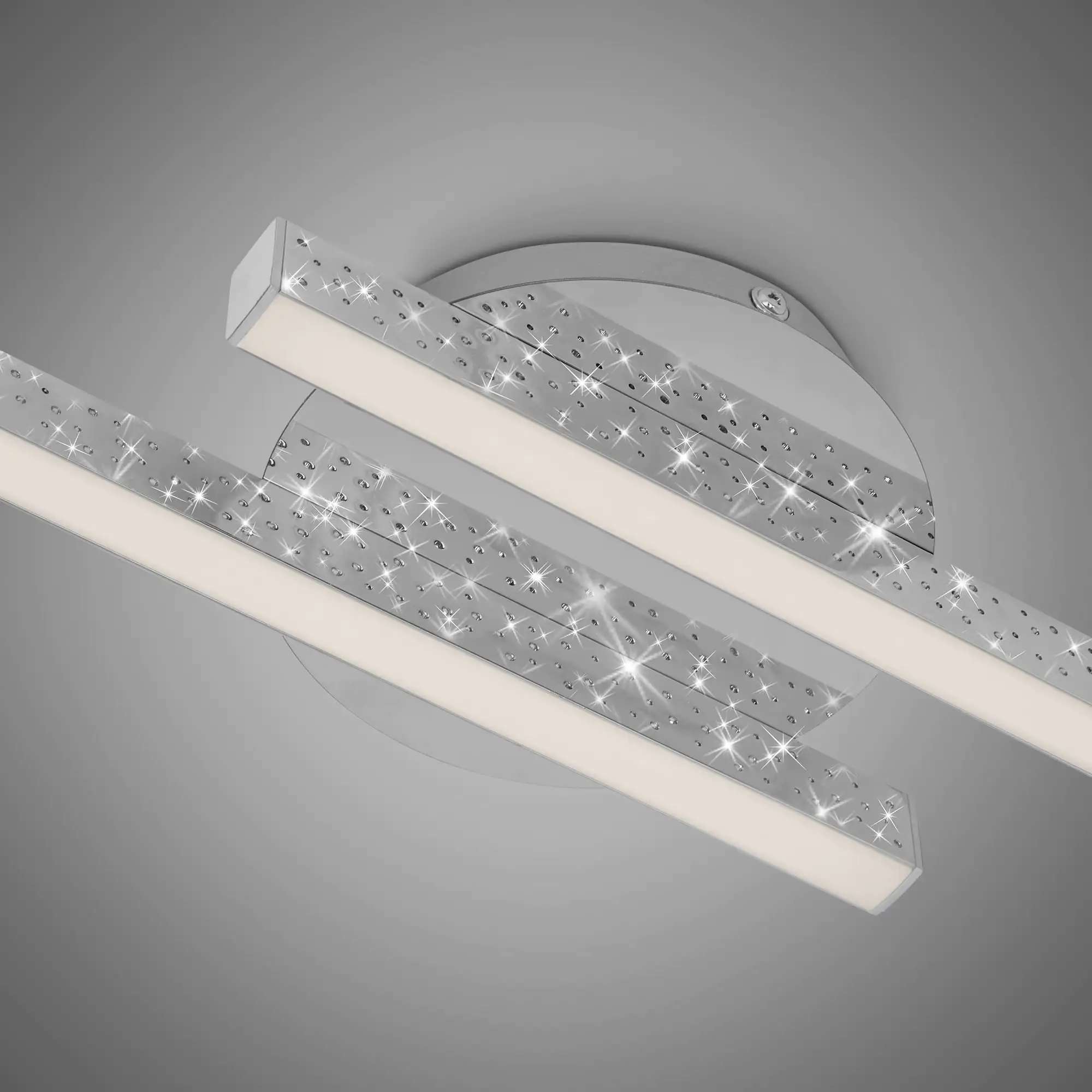 Di-Ka LED Wand- und Deckenleuchte Rey 60x14 cm chrom Glitzereffekt