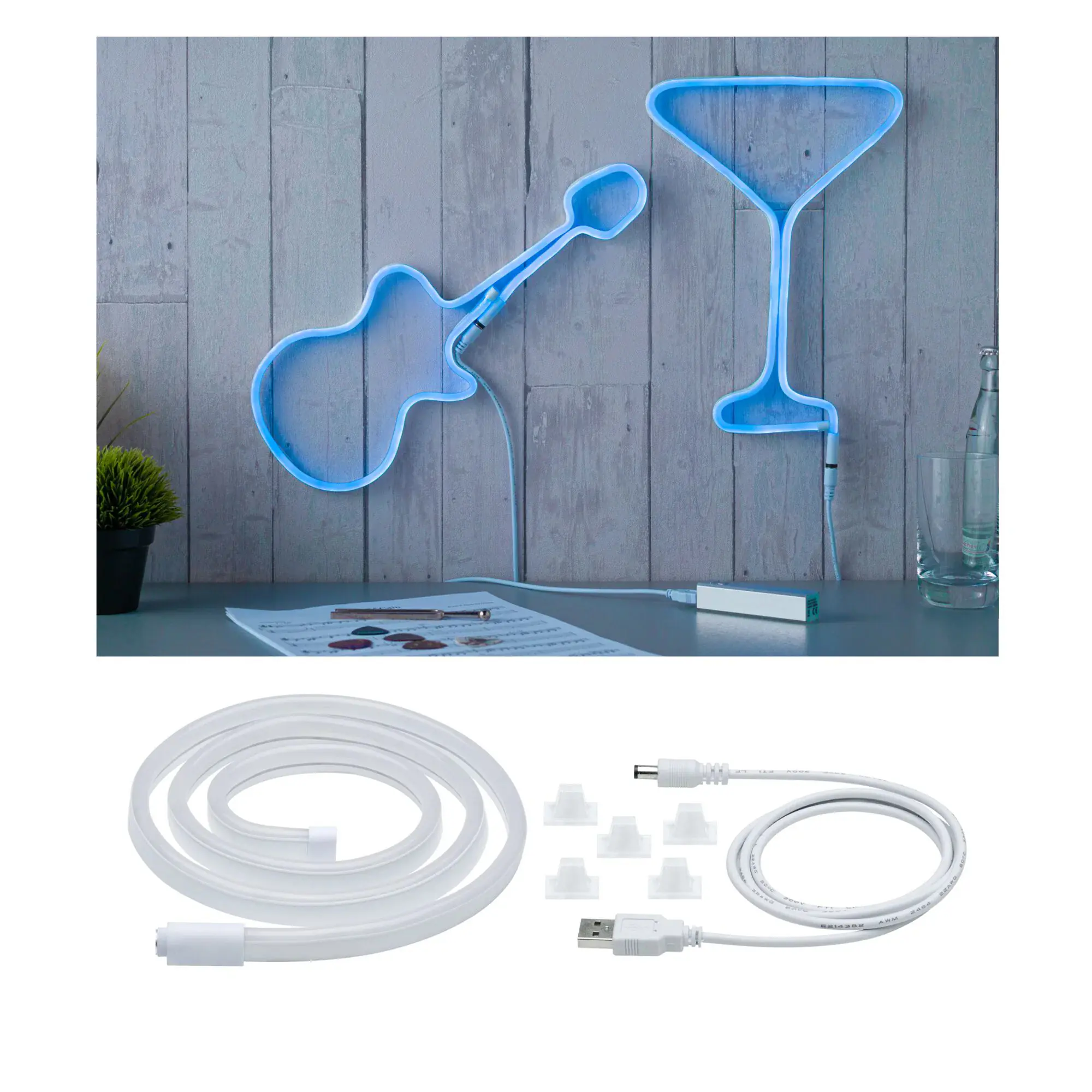 Paulmann LED-Streifen Neon Colorflex Rock & Drink 1 m 4,5 W blau