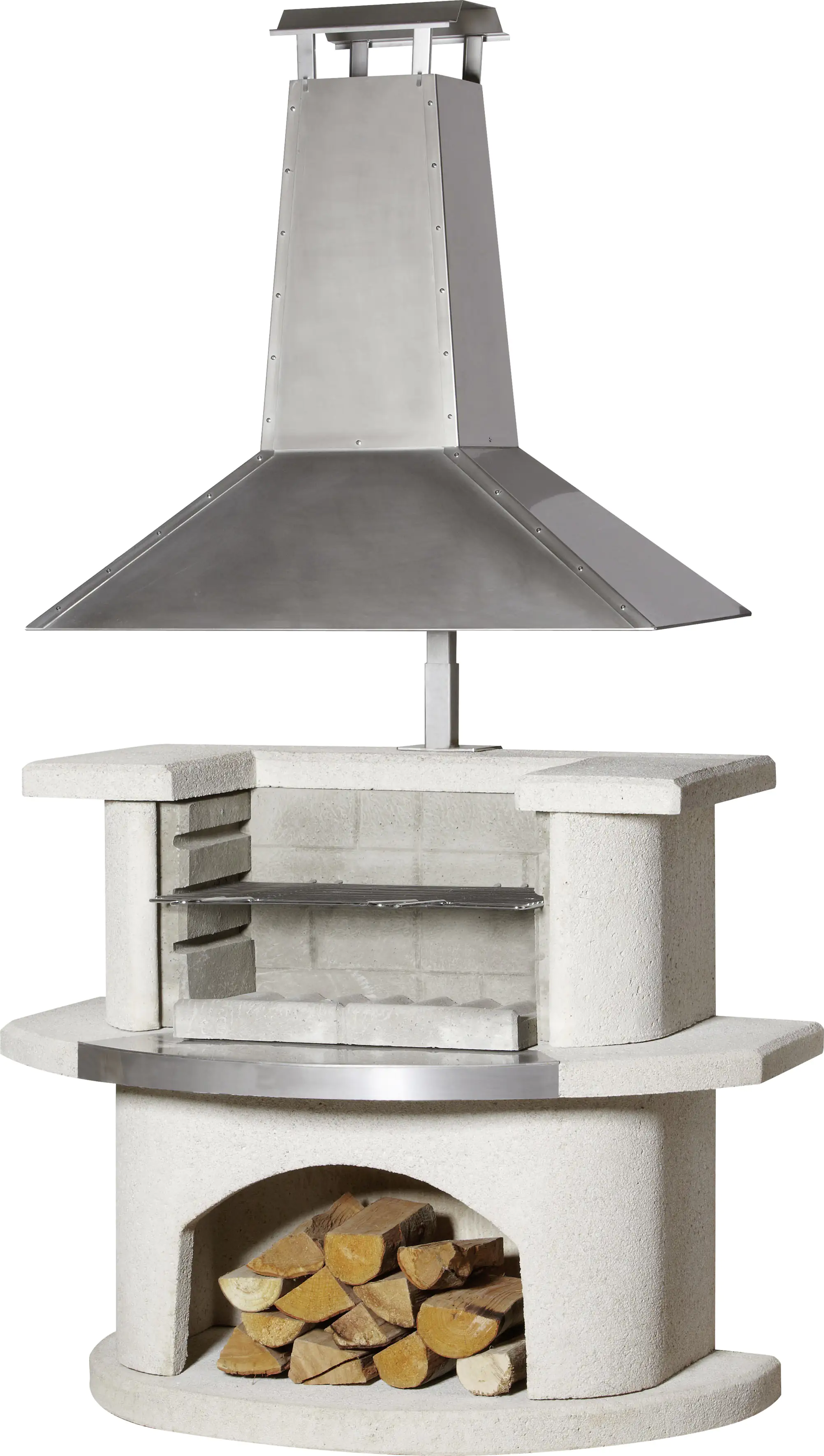 Buschbeck Grillkamin Venedig weiß-Edelstahl 197 x 110 x 65 cm