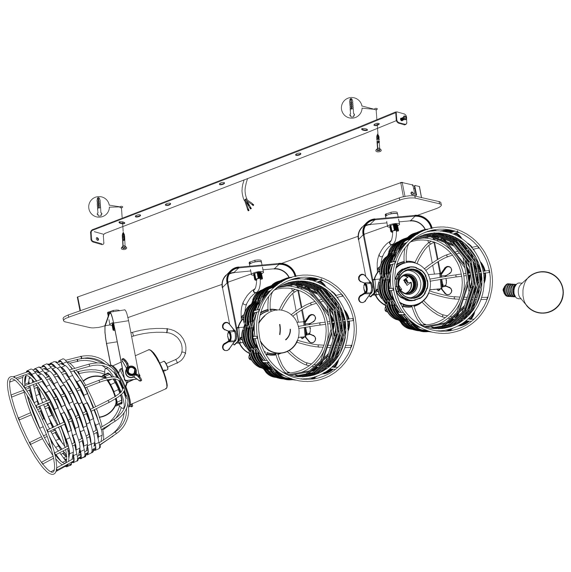 Eglo 3er Spot Anwick 1 natur 67 x 14 cm E27, max. 60 W