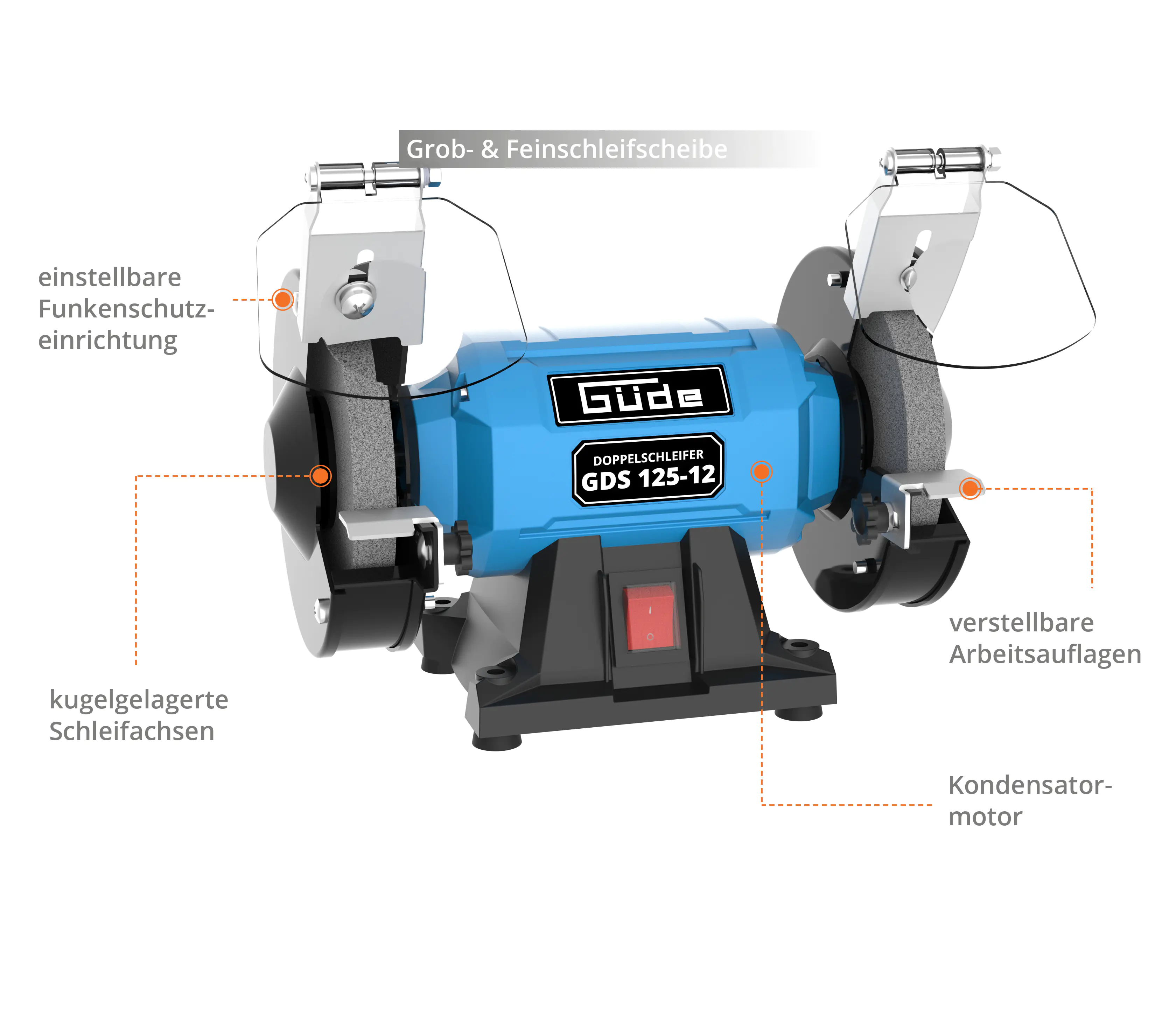 Güde Doppelschleifer GDS 125-12 230 V 120 W 2950 min-1 4,6 kg