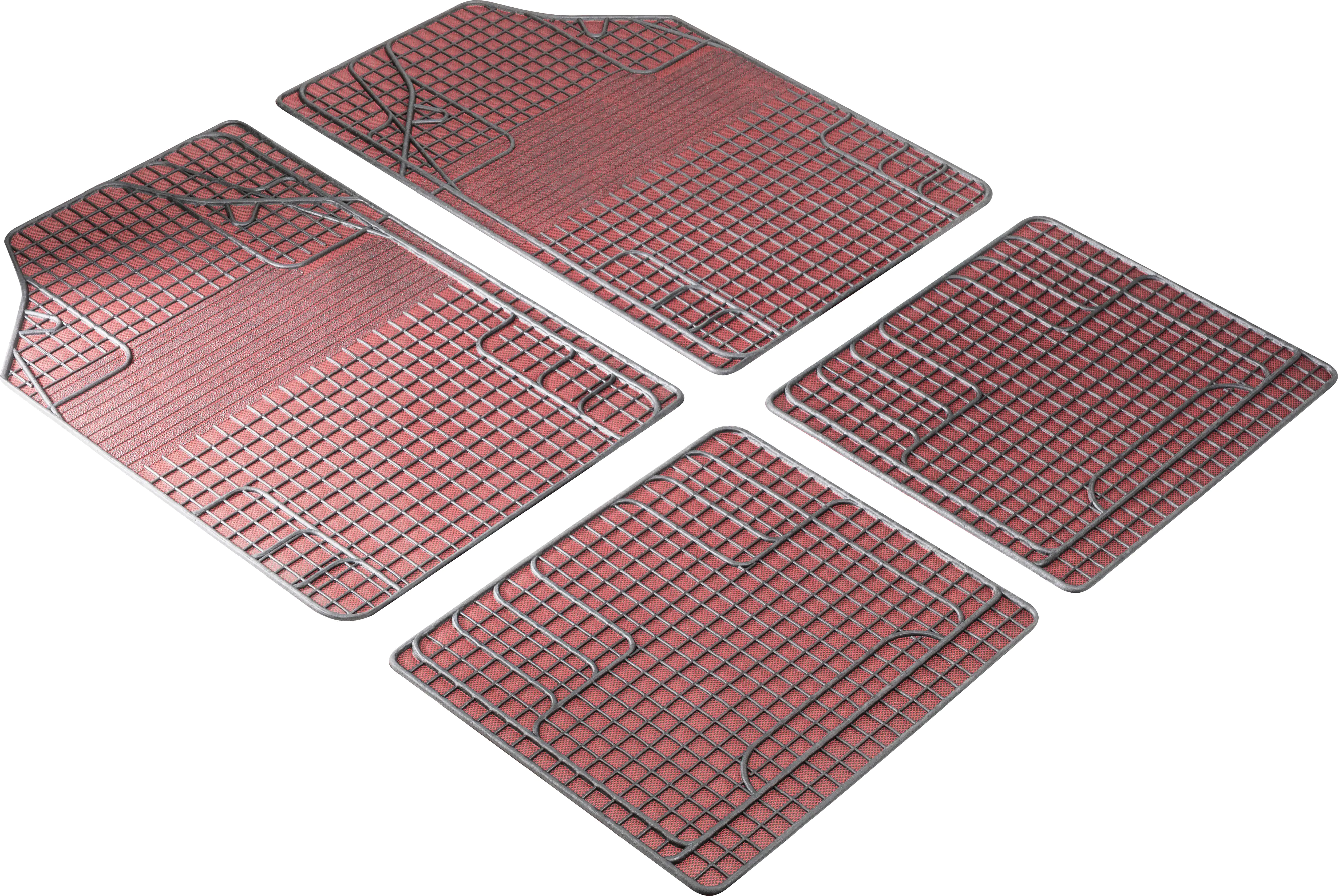 Walser Universal Fußmatten Gummi New Style Komplett-Set rot 