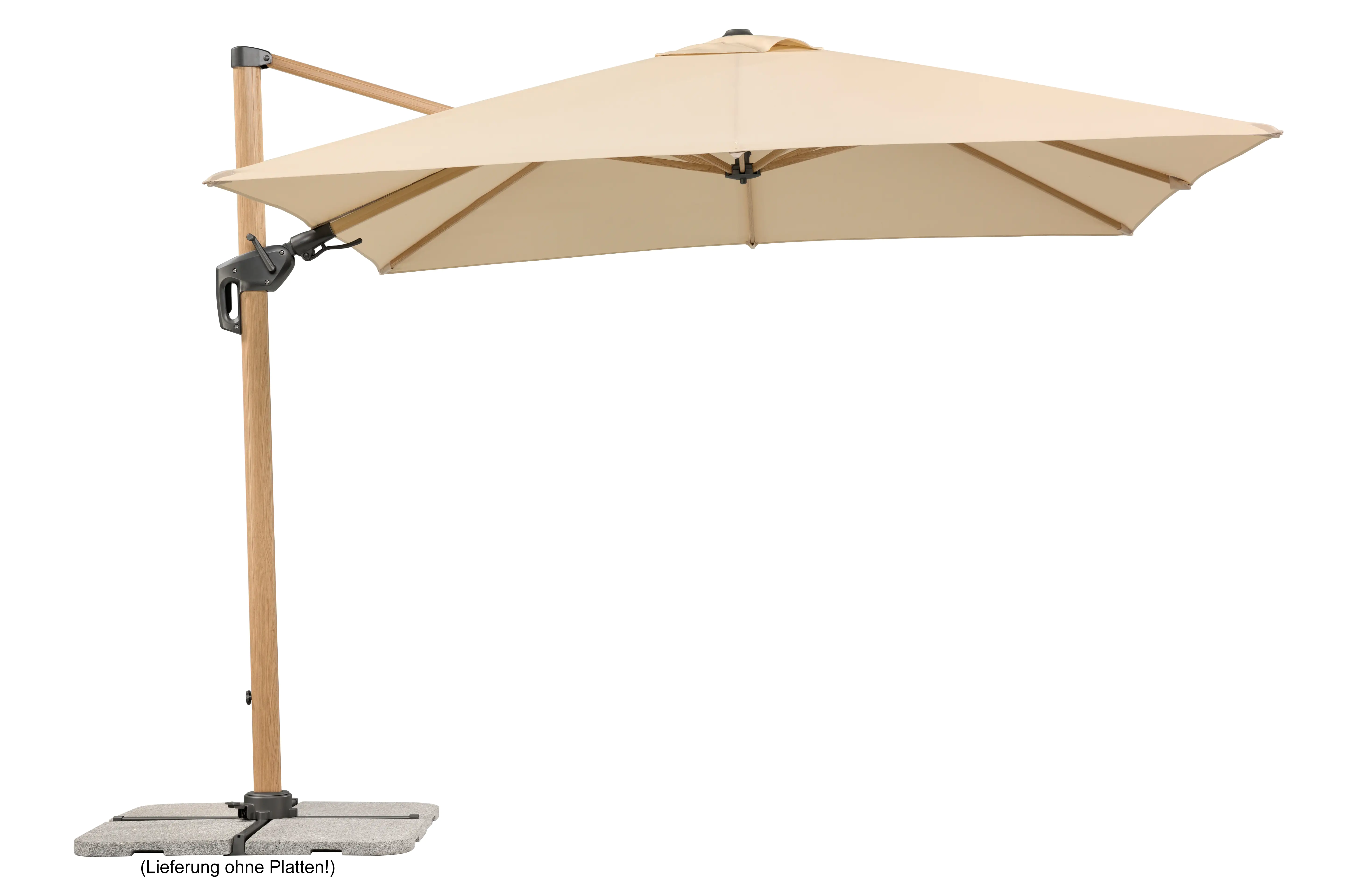 Schneider Ampelschirm Rhodos Twist Woody natur 300 x 300 cm inkl. Sonnenschirmhülle