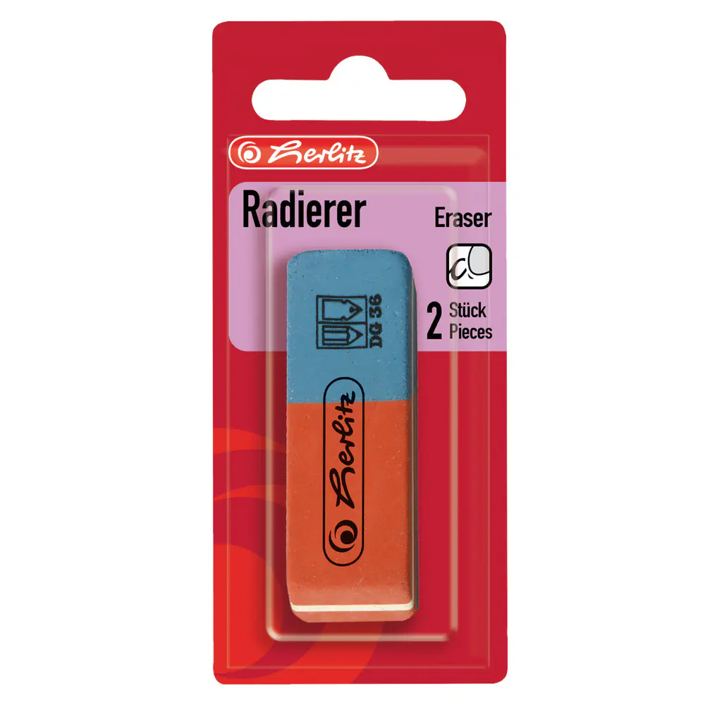 herlitz Radierer Kautschuk blau-rot