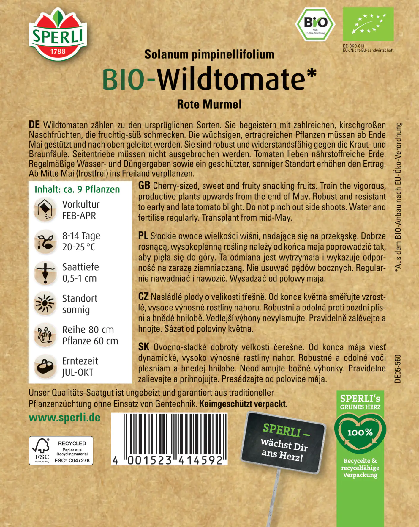 Sperli BIO Wildtomate