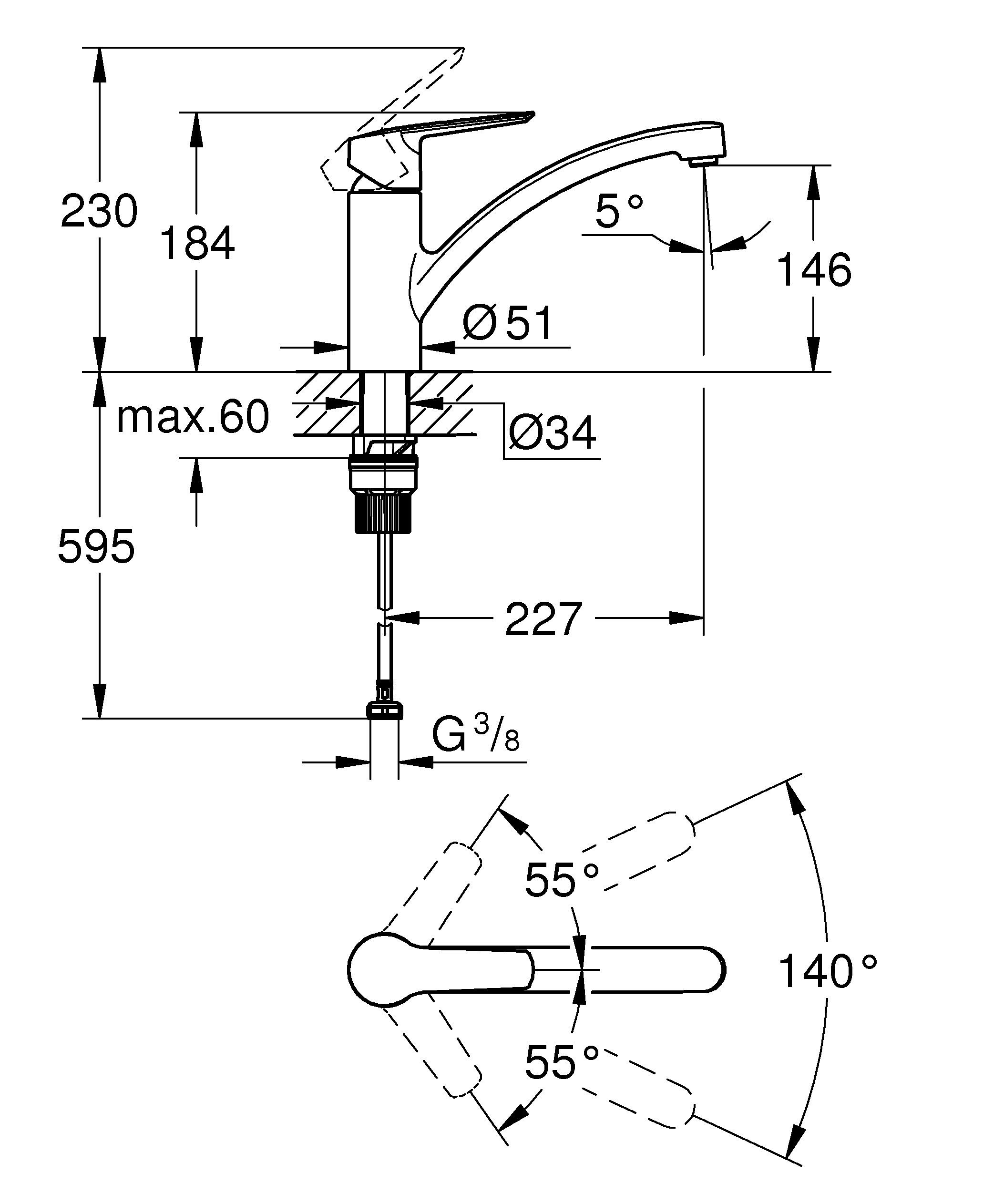 Grohe Quickfix Küchenarmatur START schwarz matt