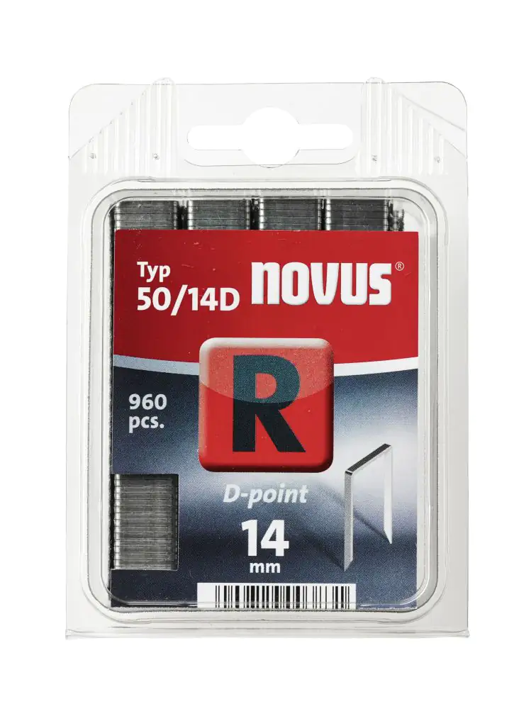 Novus Tackerklammer Typ R 50 14 mm D-Point Sägespitze 960 Stück Flachdrahtklammer