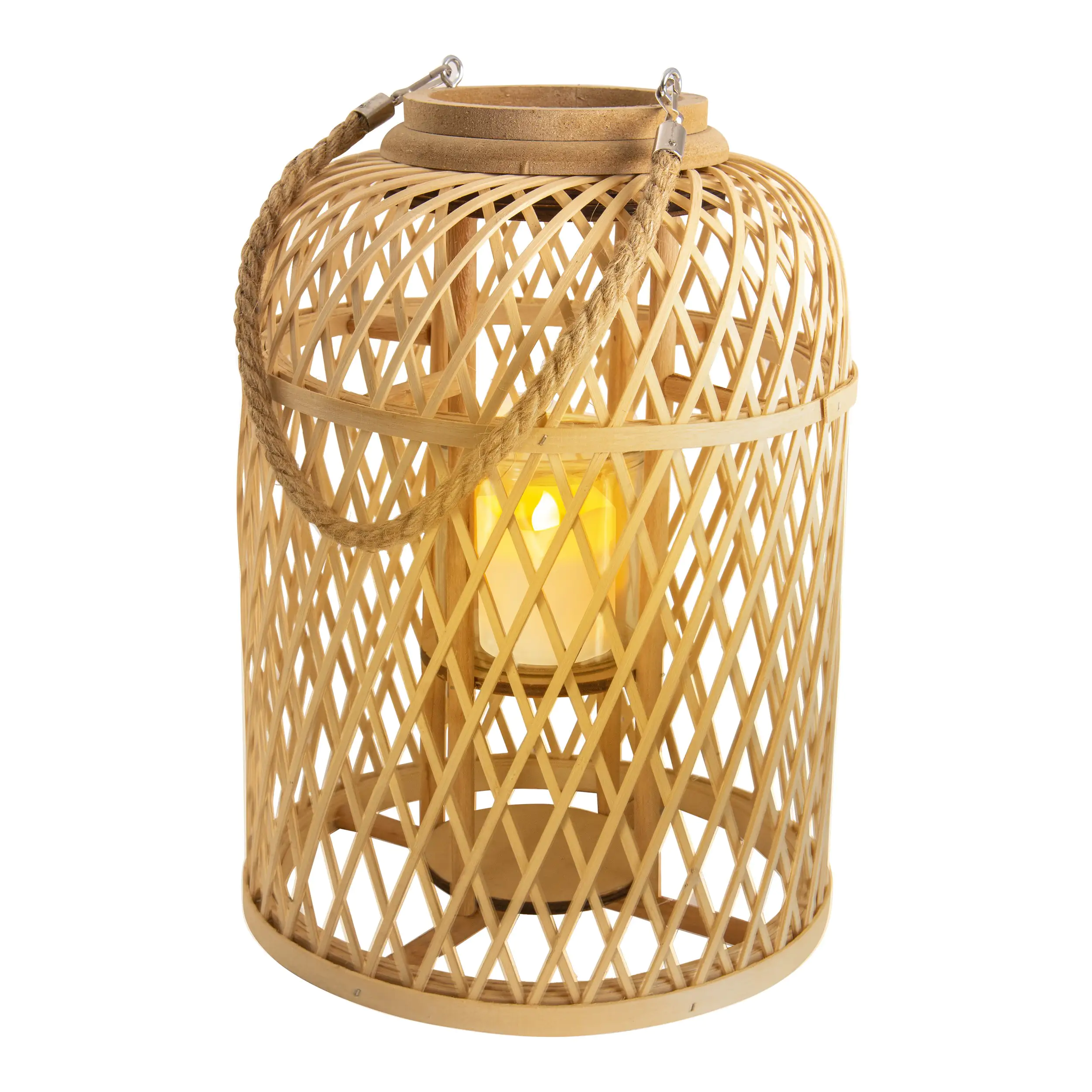 Light & More LED Dekoleuchte Korb hell mit Kerze mit Flammeneffekt 38 x 27 cm