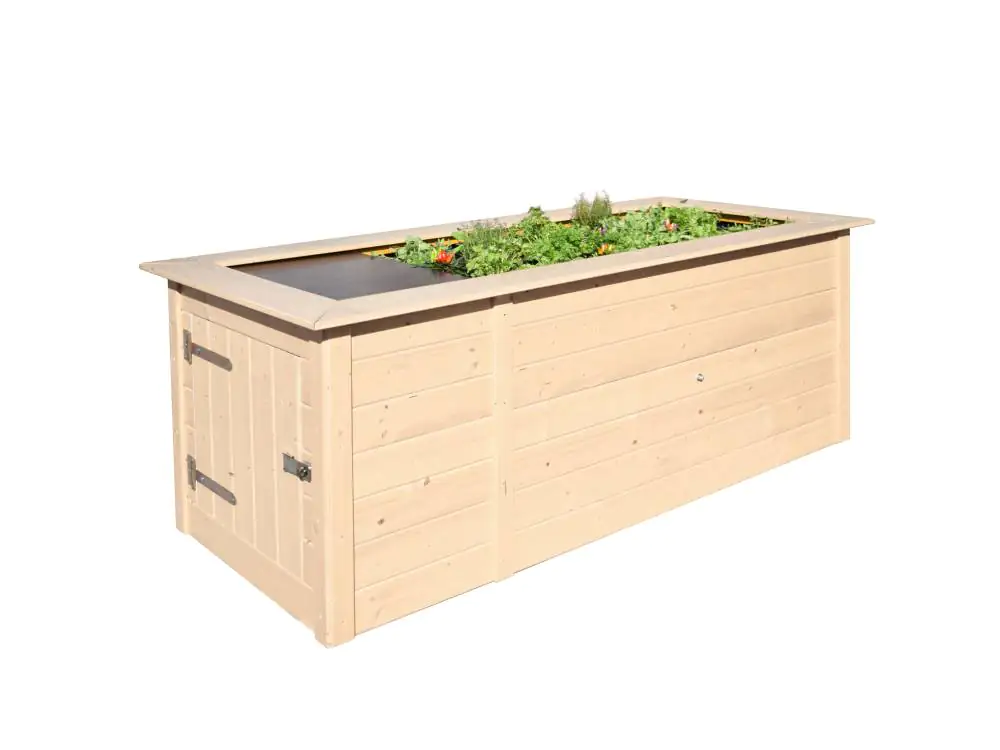 Weka Hochbeet 21 205 x 80 x 81 cm natur mit Noppenbahn, Wühlmausschutz