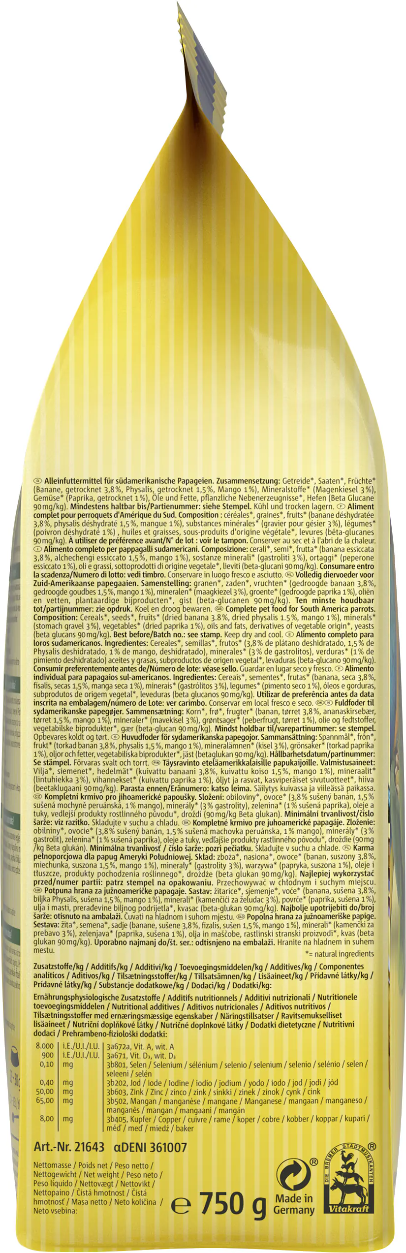Vitakraft AMAZONIAN südamerik. PA 750 g