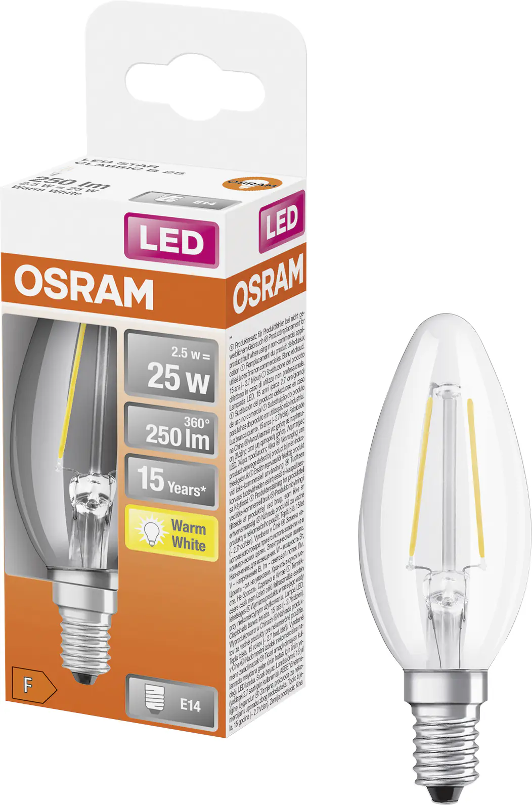 Osram LED Leuchtmittel Retrofit CLB 25 E14 2,5W warmweiß, klar