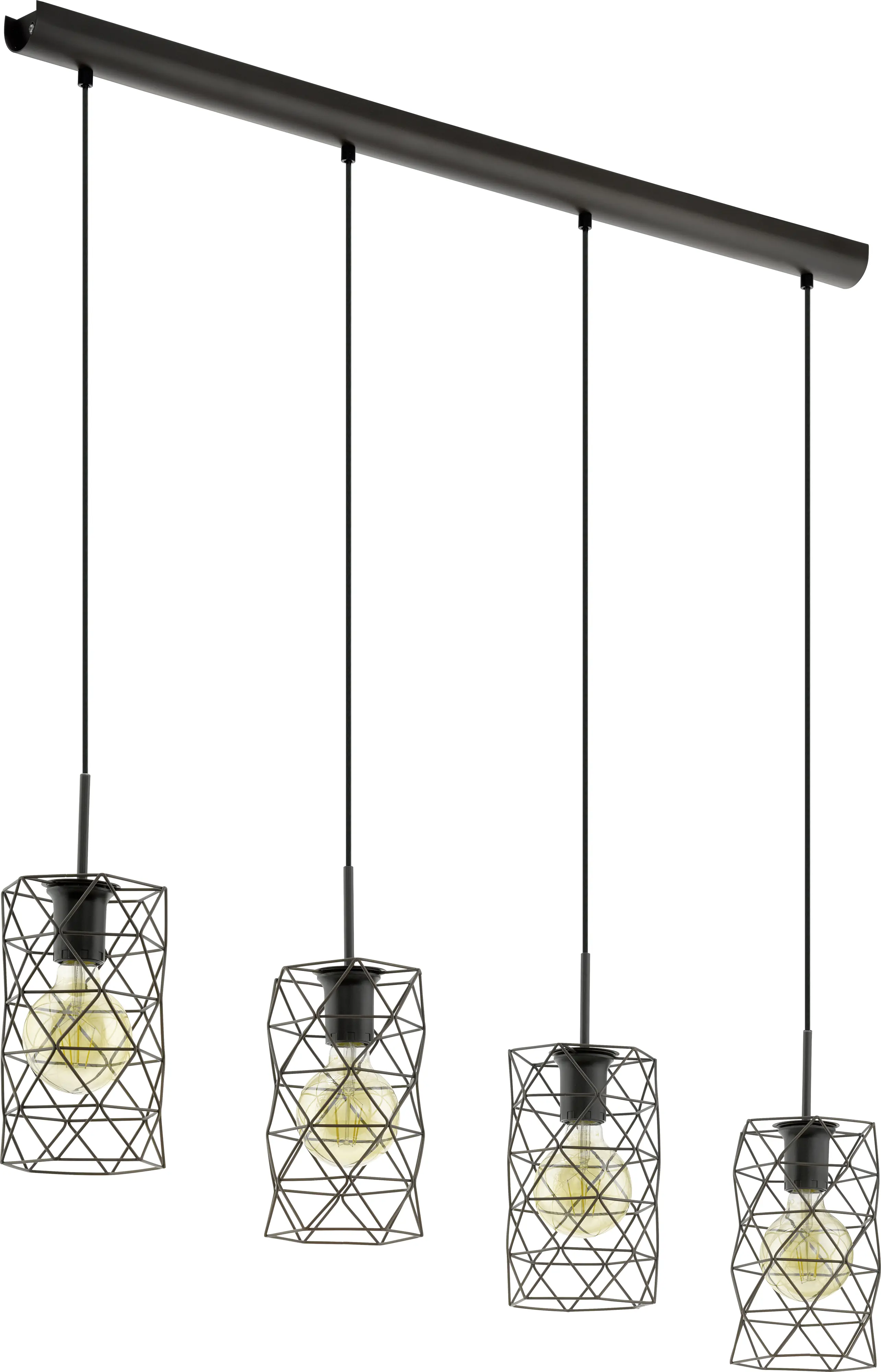 Eglo 4er Pendelleuchte Estevau dunkelbraun 97,5 x 14,5 cm E27, max. 60 W