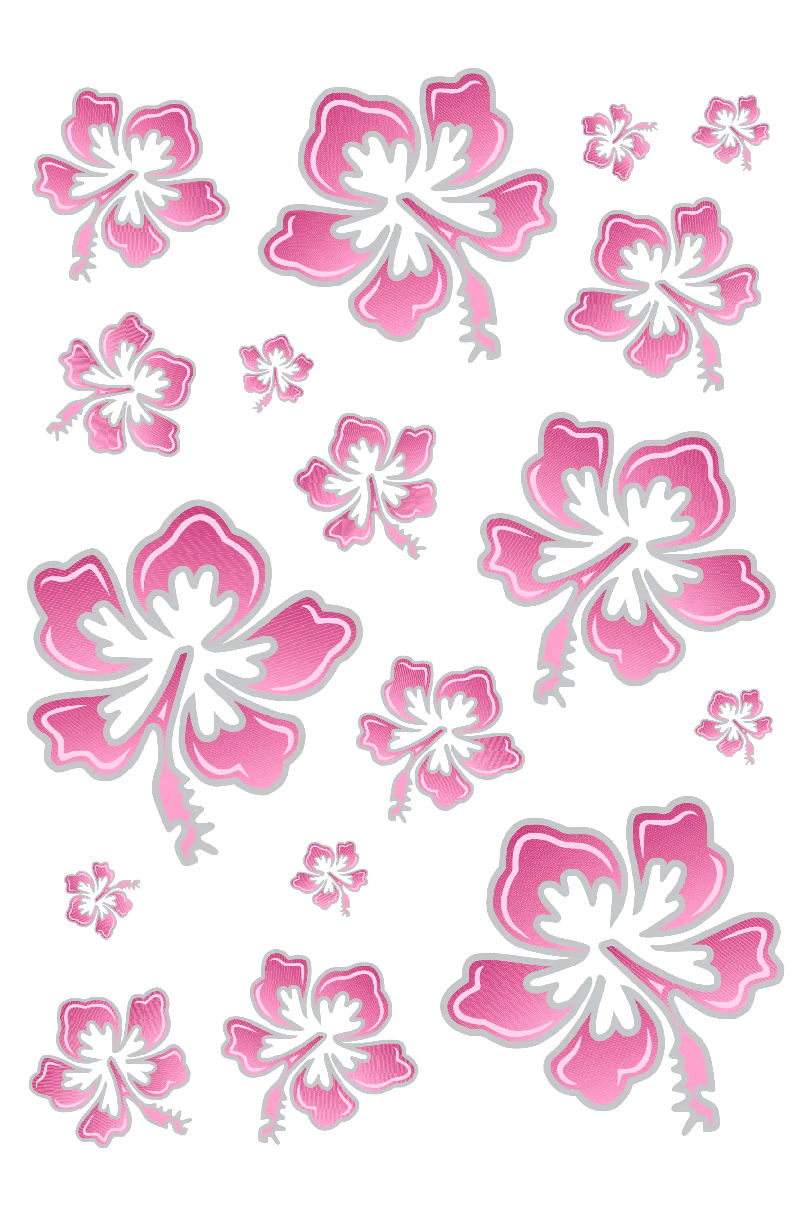 Hermann Schütz Aufkleber Hibiskusblüten-Set rosa-silber 17 Motive
