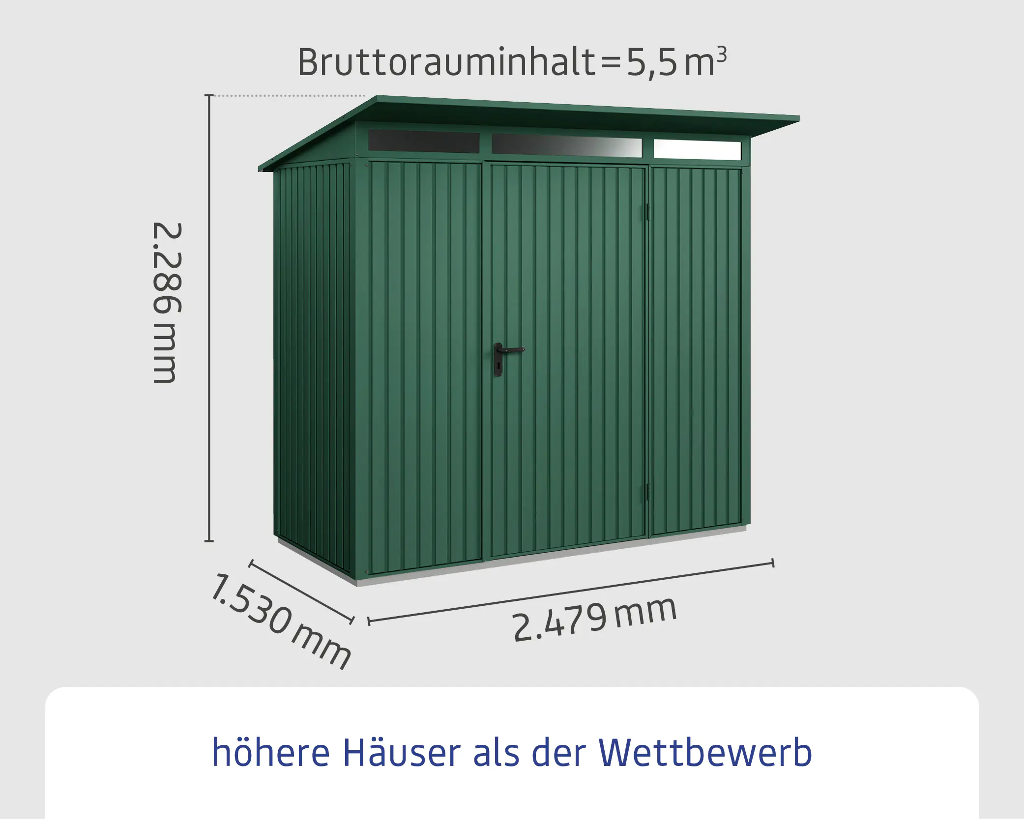 EcoStar Gerätehaus Trend-P Typ 1 moosgrün 247,9 x 153 x 228,6 cm
