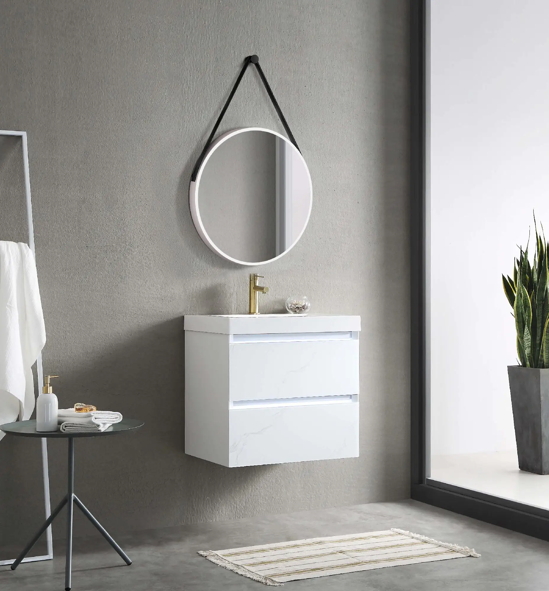 DSK Design Spiegel Silver Coiffeur White Ø50 cm, weiß