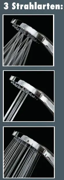 Primaster Handbrause 3 Strahlarten Water Splash chrom-weiß mit Wasserspareinsatz