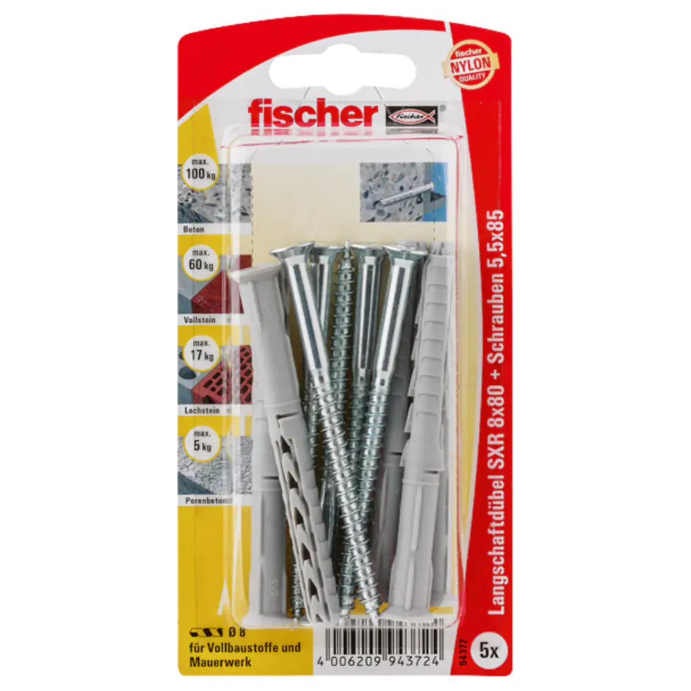 Fischer Langschaftdübel SXR 8.0 x 80 mm - 5 Stück