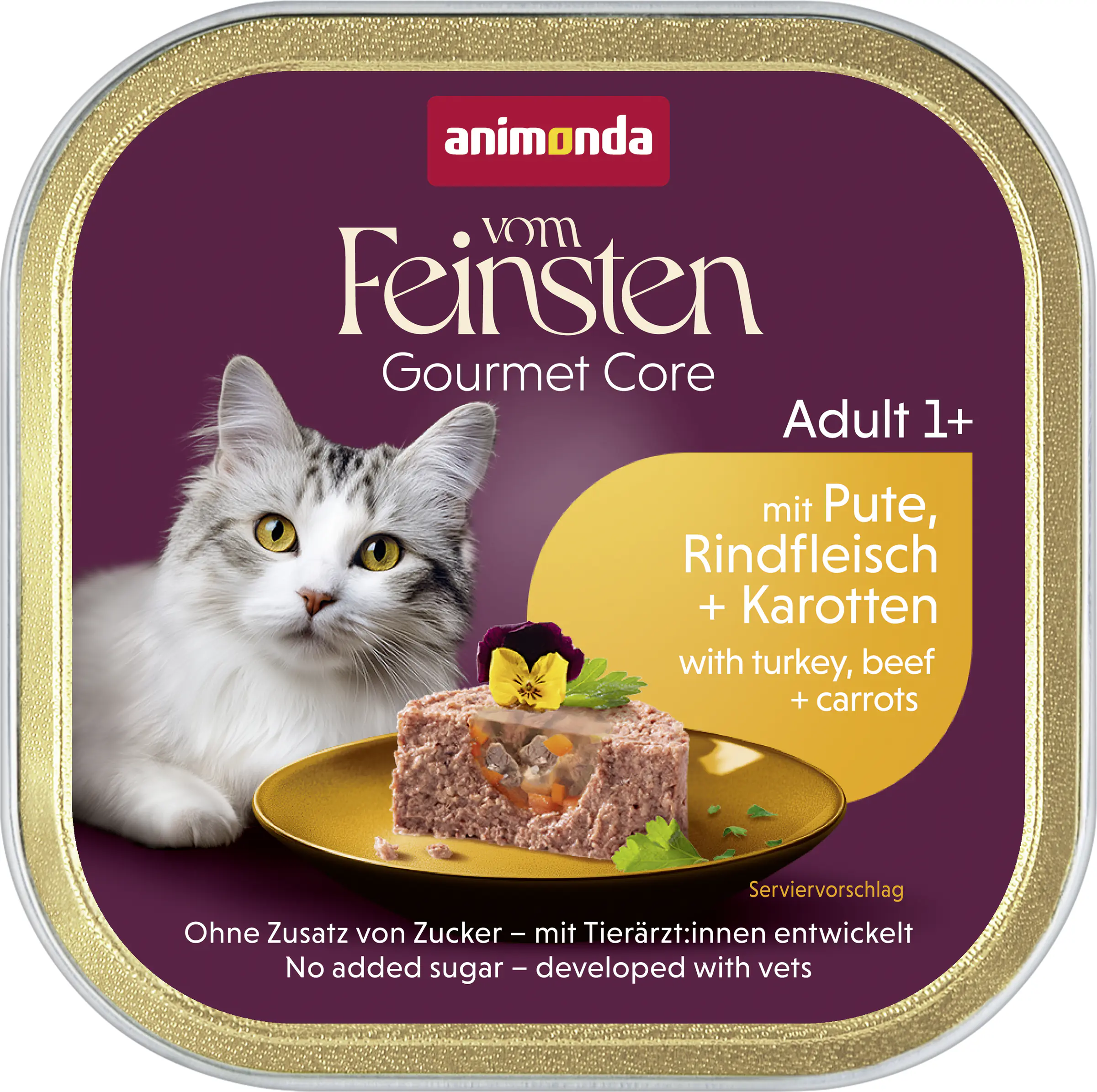 Animonda vom Feinsten mit Schlemmerkern Katzennassfutter Adult getreidefrei 100 g Pute, Rindfleisch & Karotten