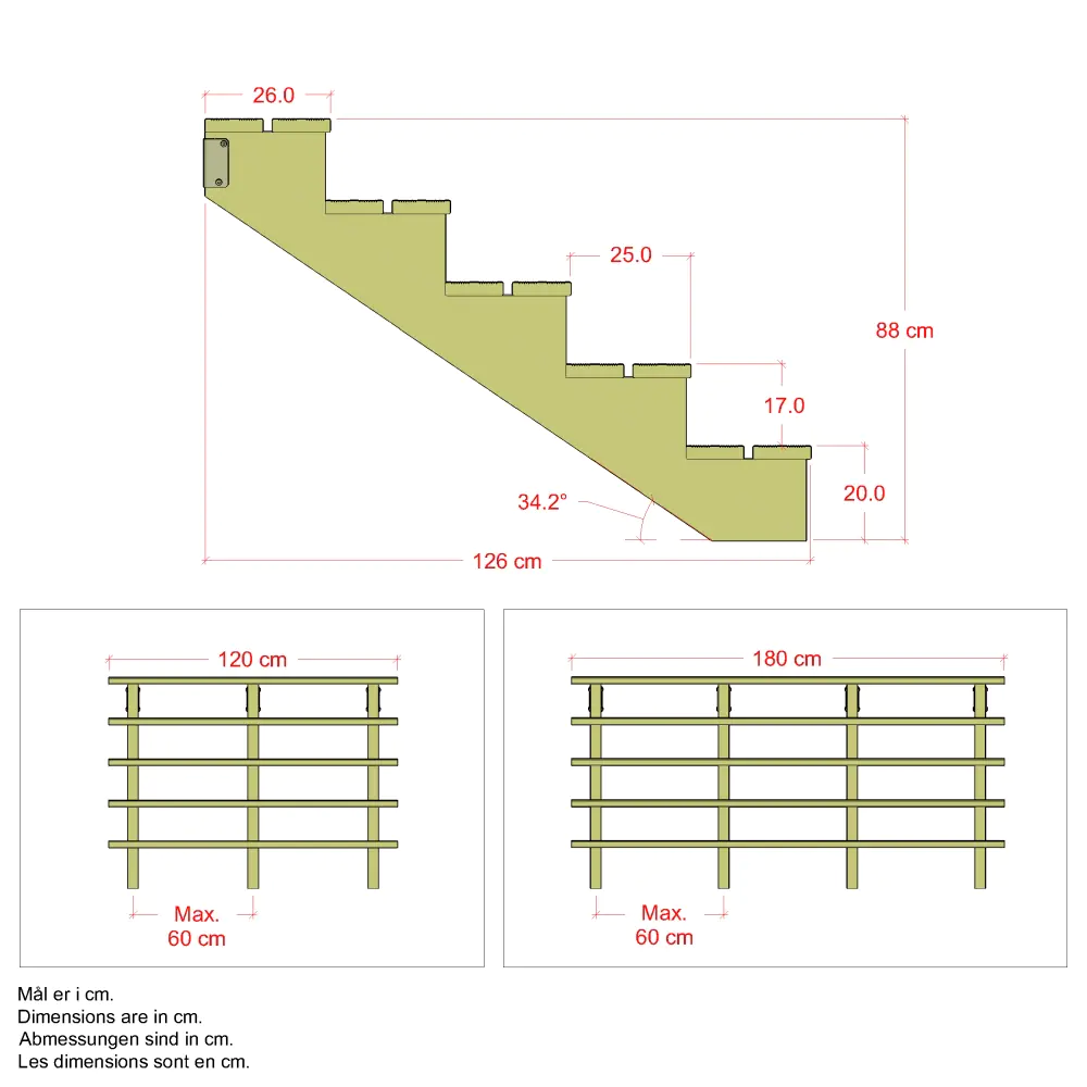 Plus Außentreppe Kiefer 5 Stufen 120 cm breit