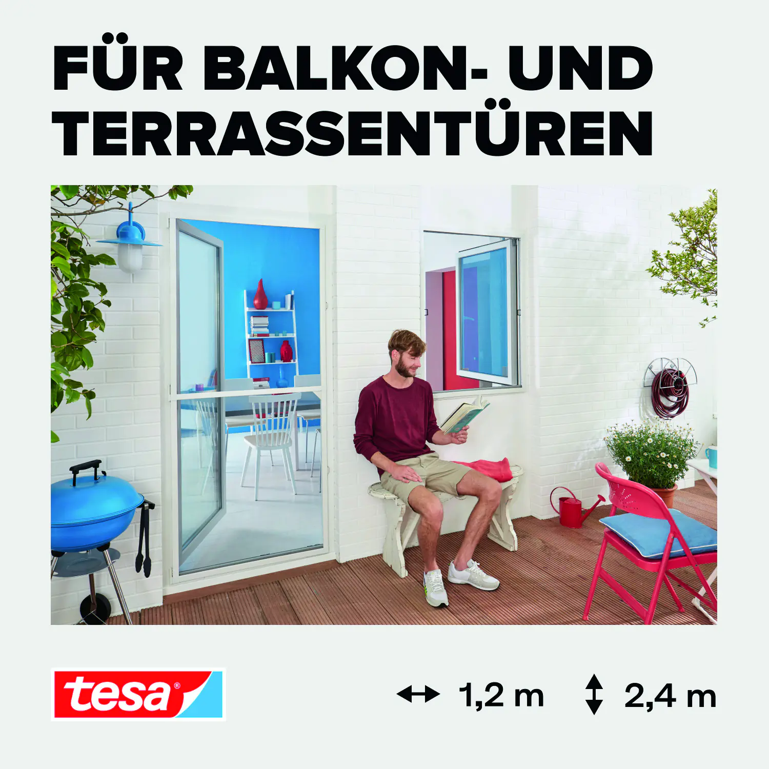 tesa Fliegengitter-Tür Comfort im Alurahmen 120 x 240 cm weiß
