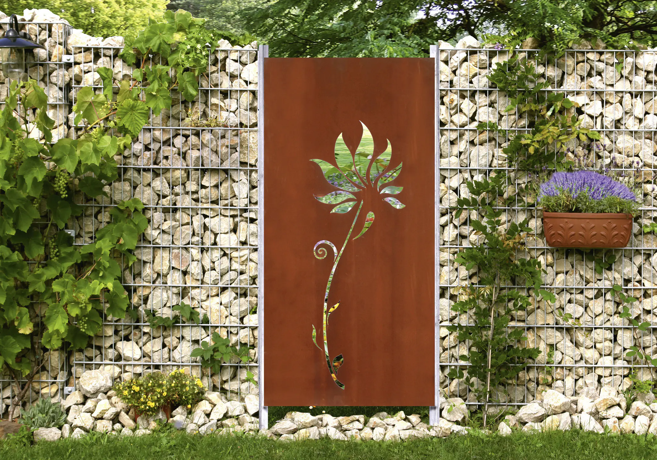 Floraworld Sichtschutz Garten Dekor Lilie 90 x 98 cm rostoptik