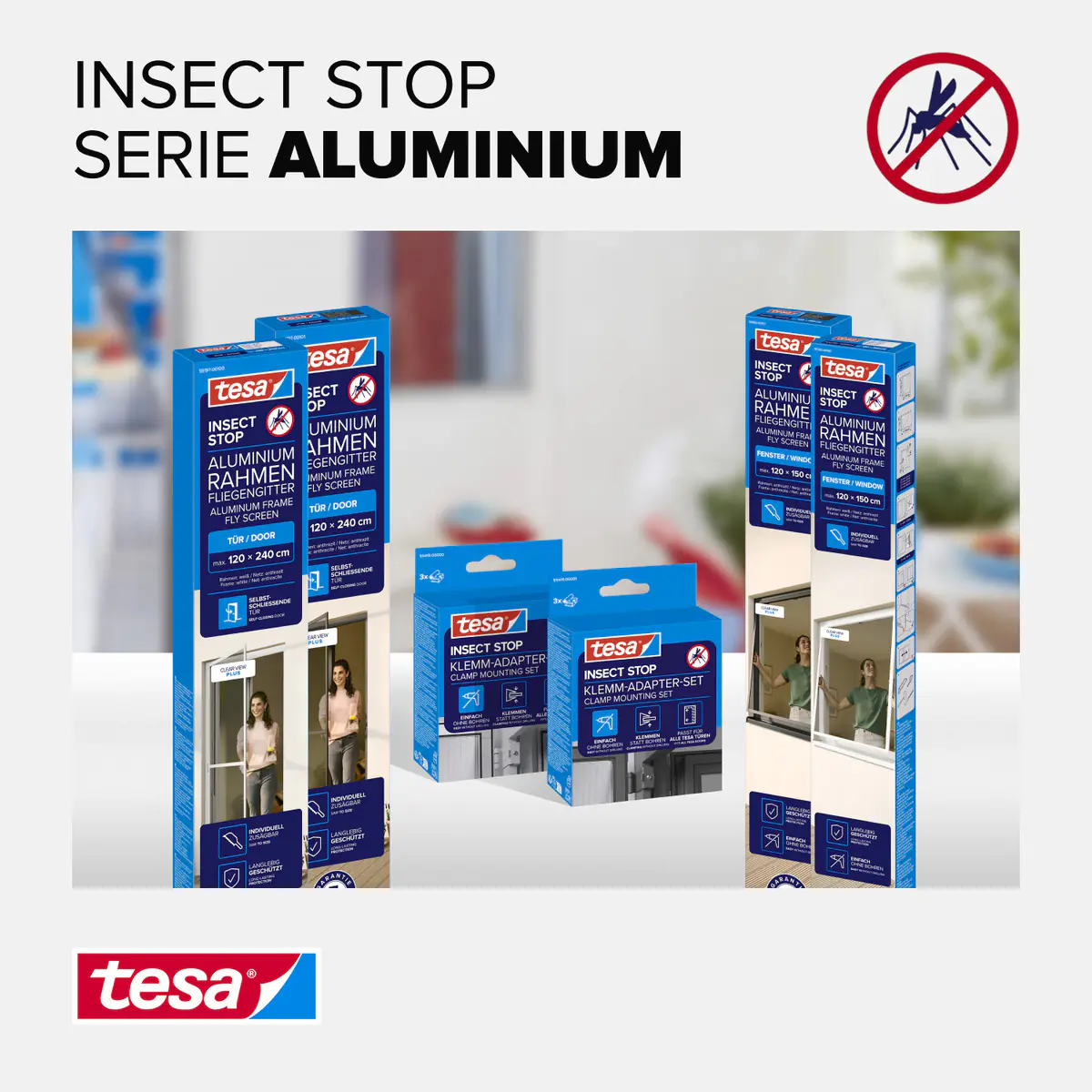 tesa Fliegengitter-Fenster Comfort im Alurahmen 120 x 150 cm weiß