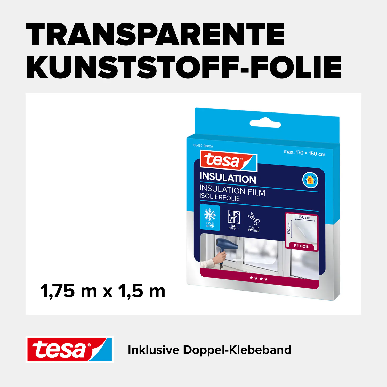 tesa Moll Fenster-Isolierfolie Thermo Cover 1,7 x 1,5 m