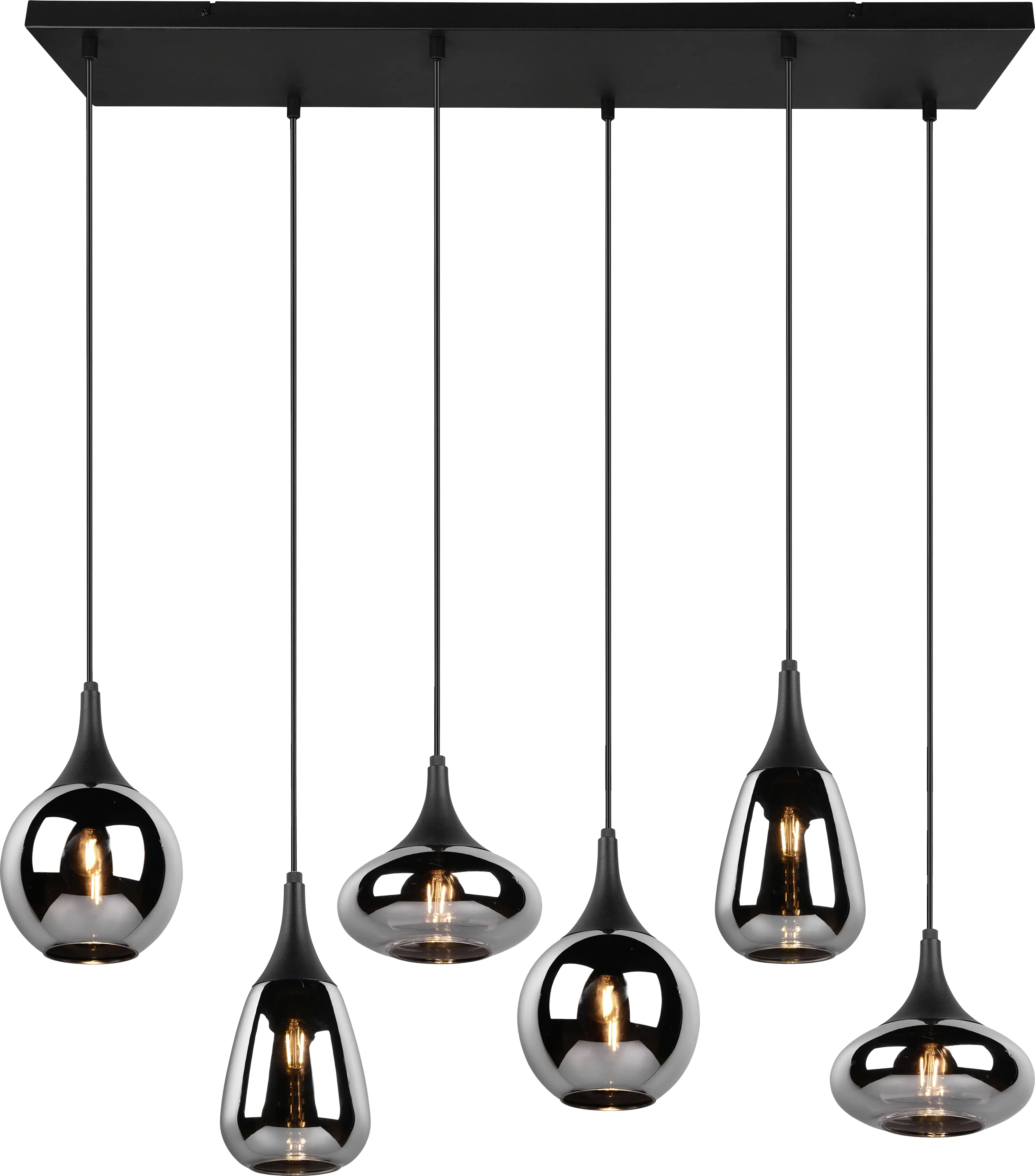 Trio Leuchten LED Pendelleuchte Lumina 6xE14, schwarz, Metall/Glas
