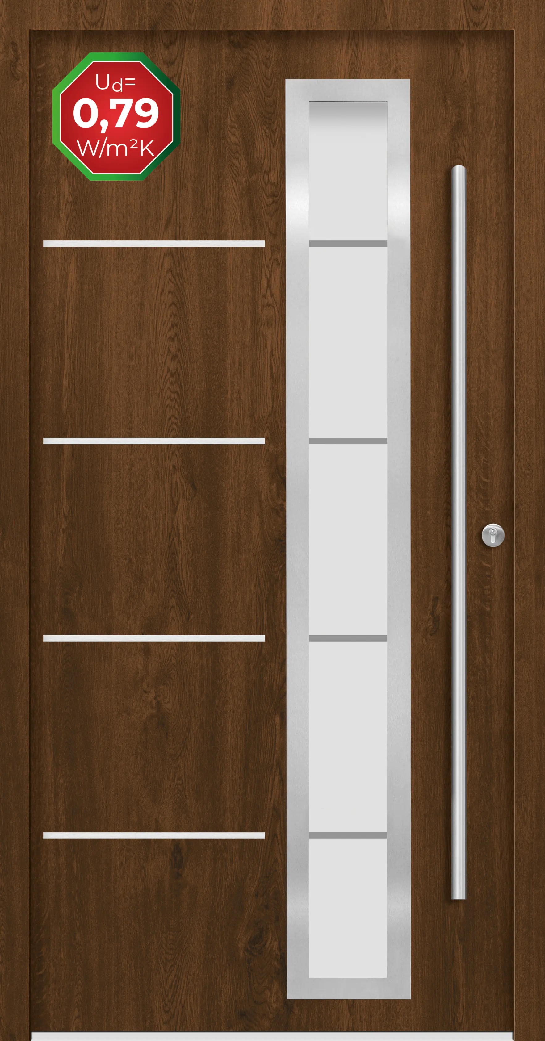 Splendoor Haustür Passivedoor Premium B06 Nussbaum DIN Rechts 100 x 210 cm