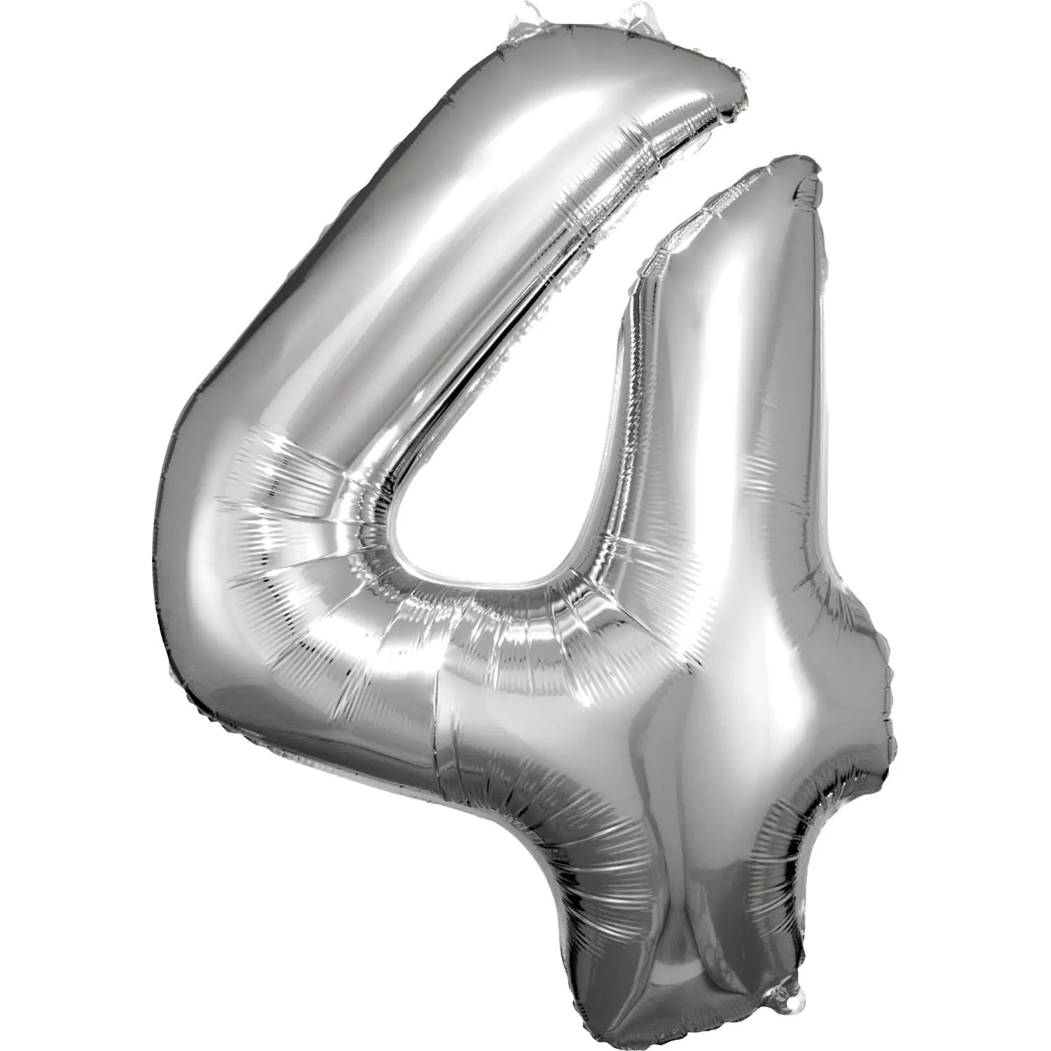Folienballon Zahl 4 silber 65 cm x 86 cm
