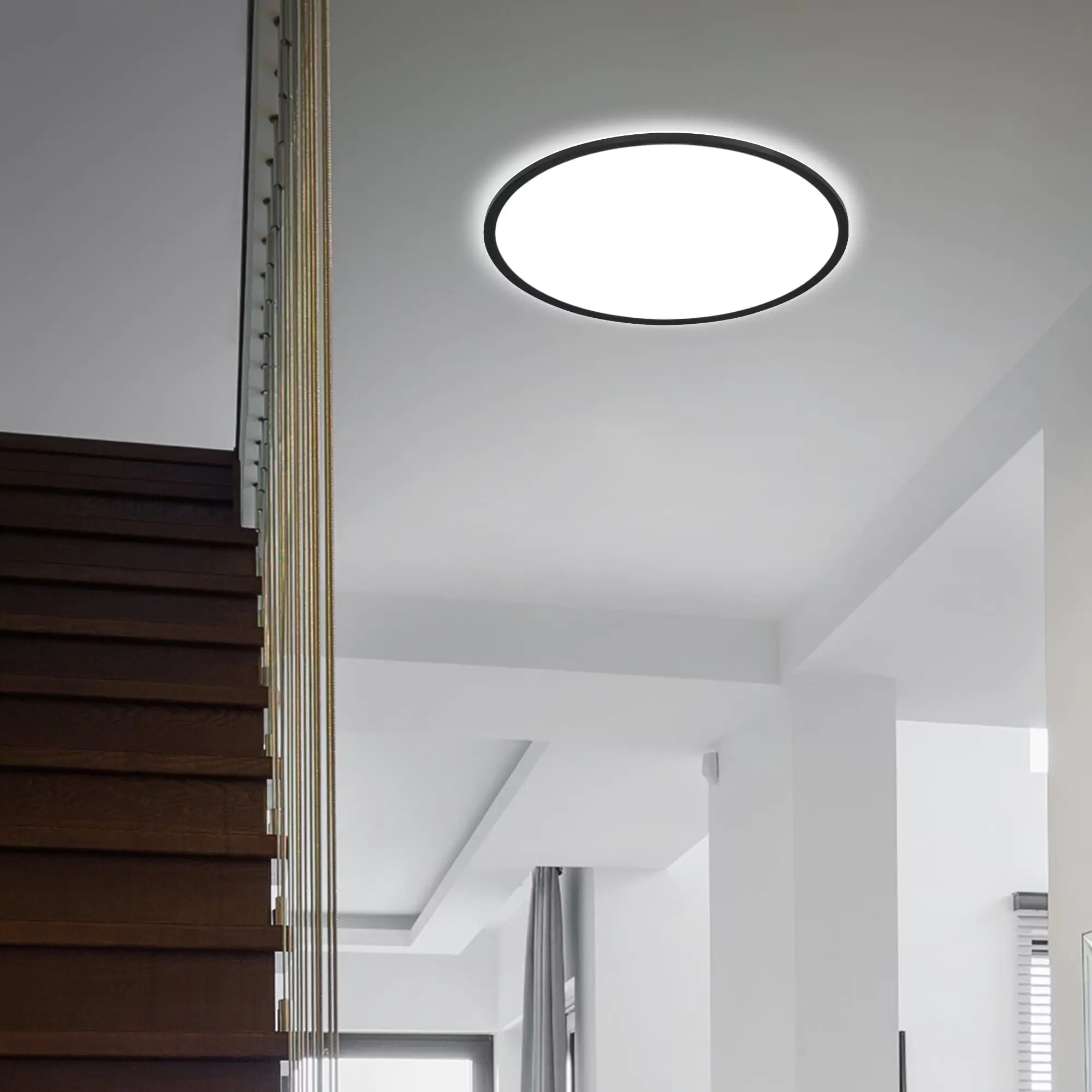 Briloner LED Panel Slim Ø 48 cm, schwarz, utraflach