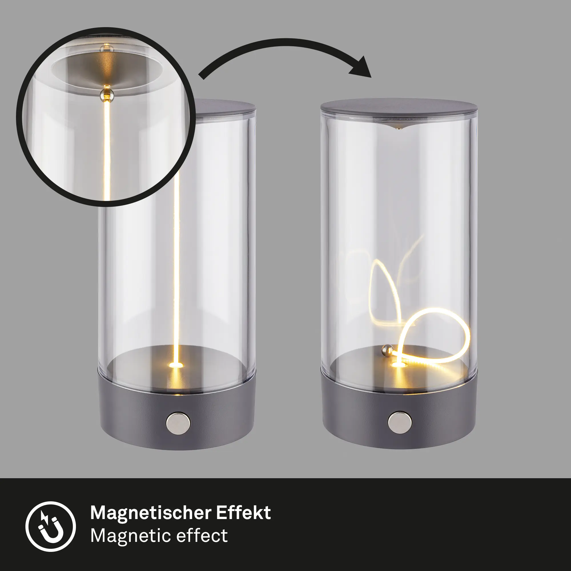 Briloner LED Akku-Tischleuchte Wiggle anthrazit 15 cm warmweiß dimmbar