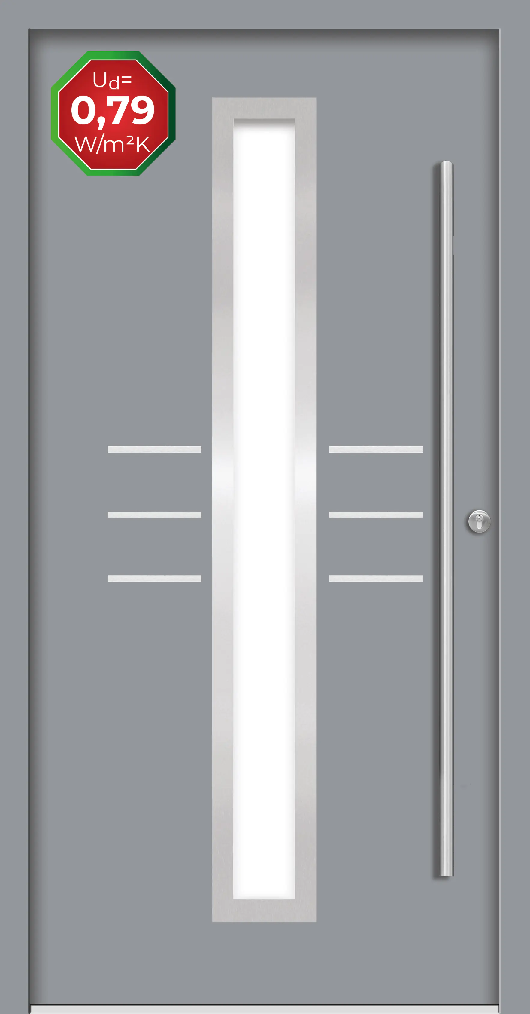 Splendoor Haustür Passivedoor Premium B07 Grau DIN Rechts 110 x 210 cm