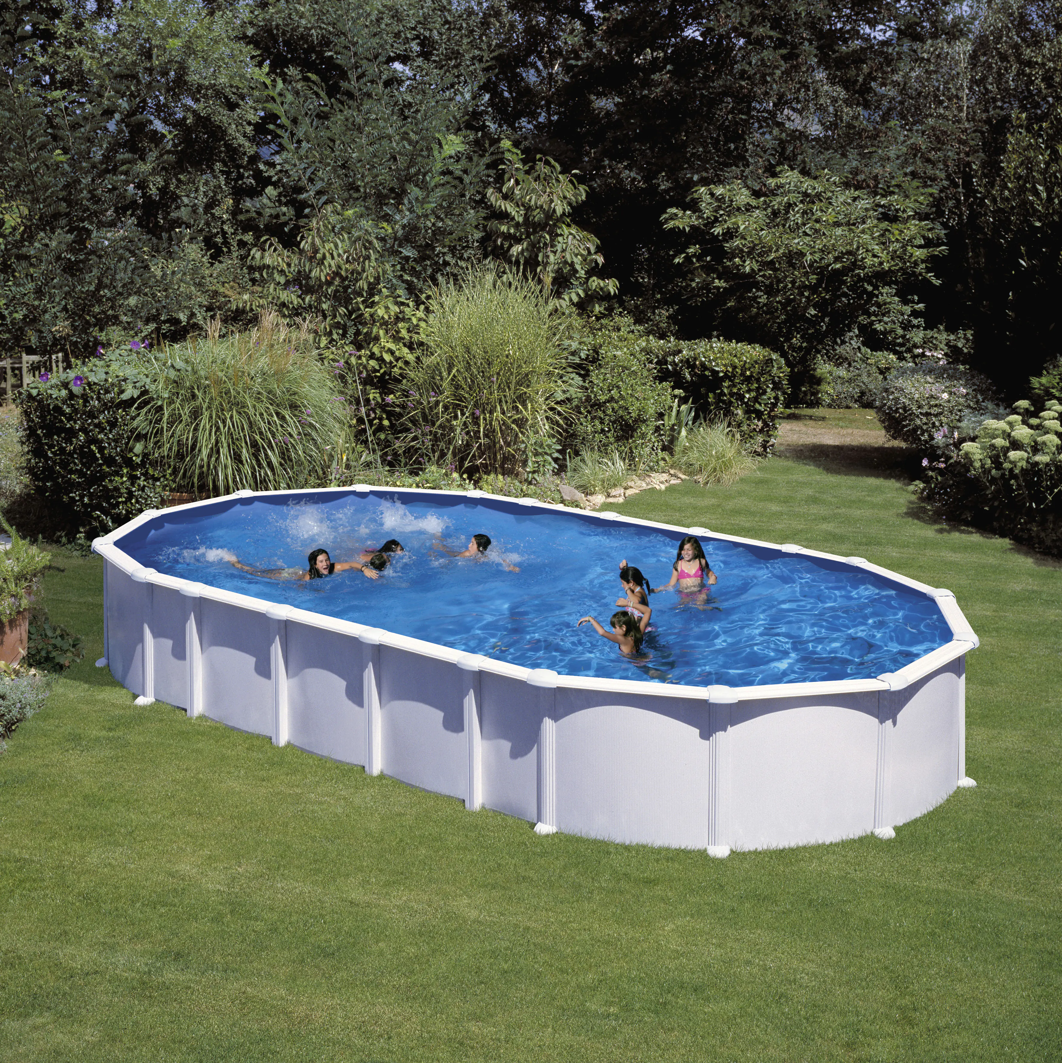 Gre Stahlwandpool Haiti Komplettset mit Sandfilteranlage oval 1020 x 575 x 132 cm weiß