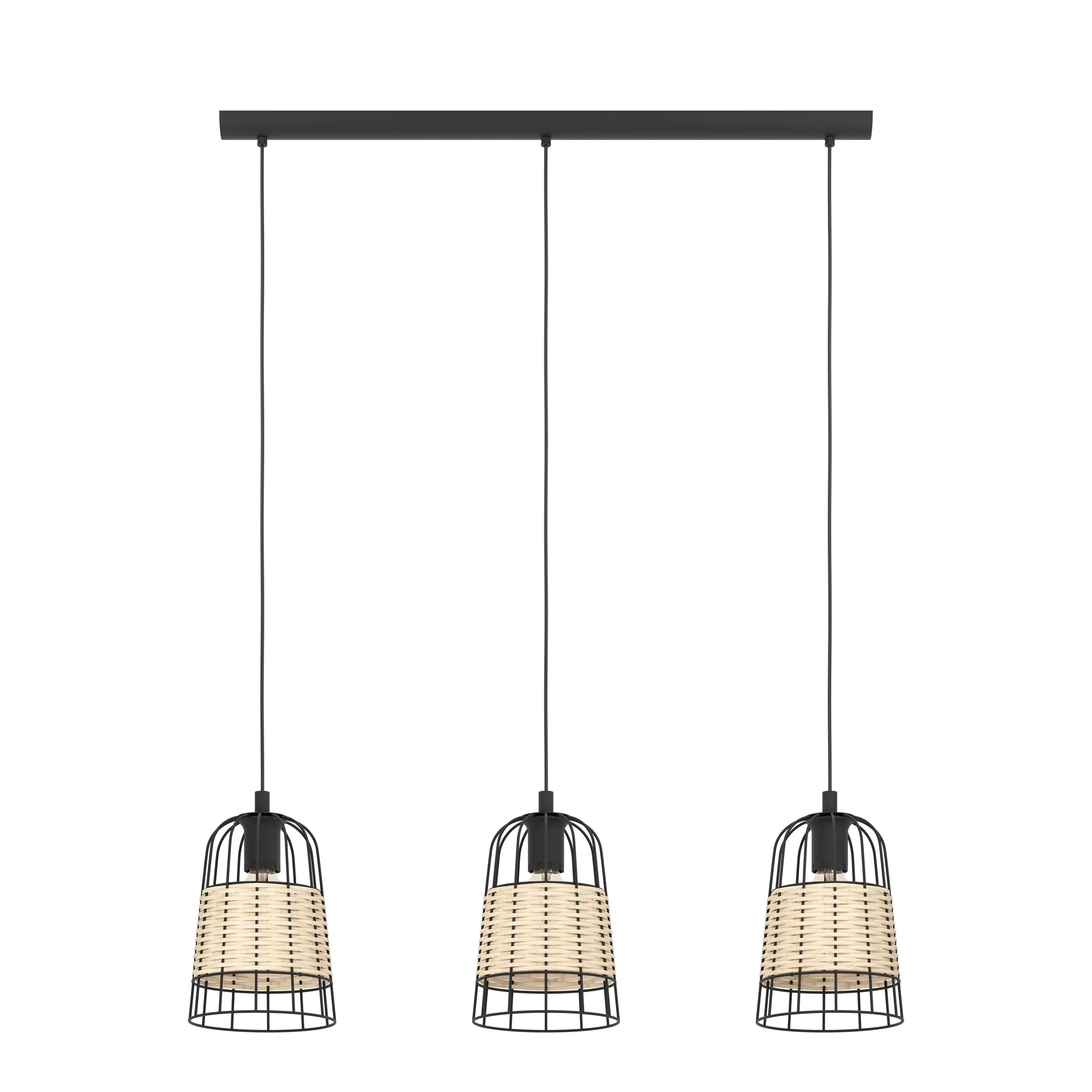 Eglo 3er Pendelleuchte Anwick natur 88 x 18 cm E27, max. 60 W