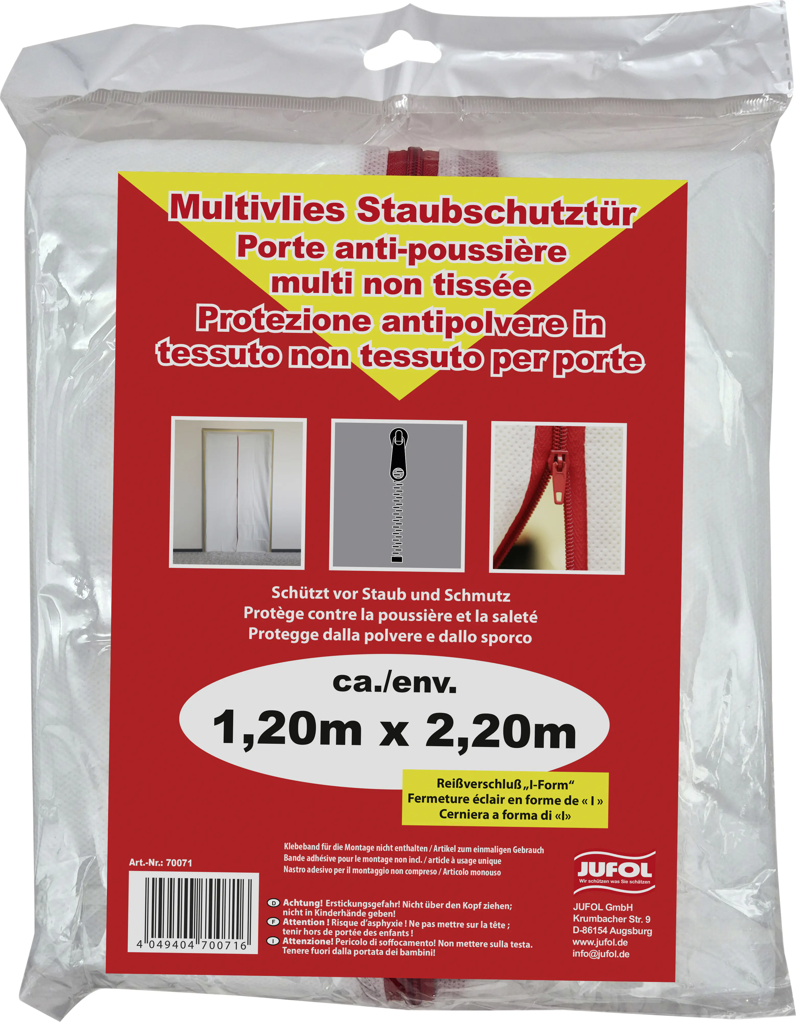 JUFOL Staubschutztür weiß, 1,2 x 2,2 m