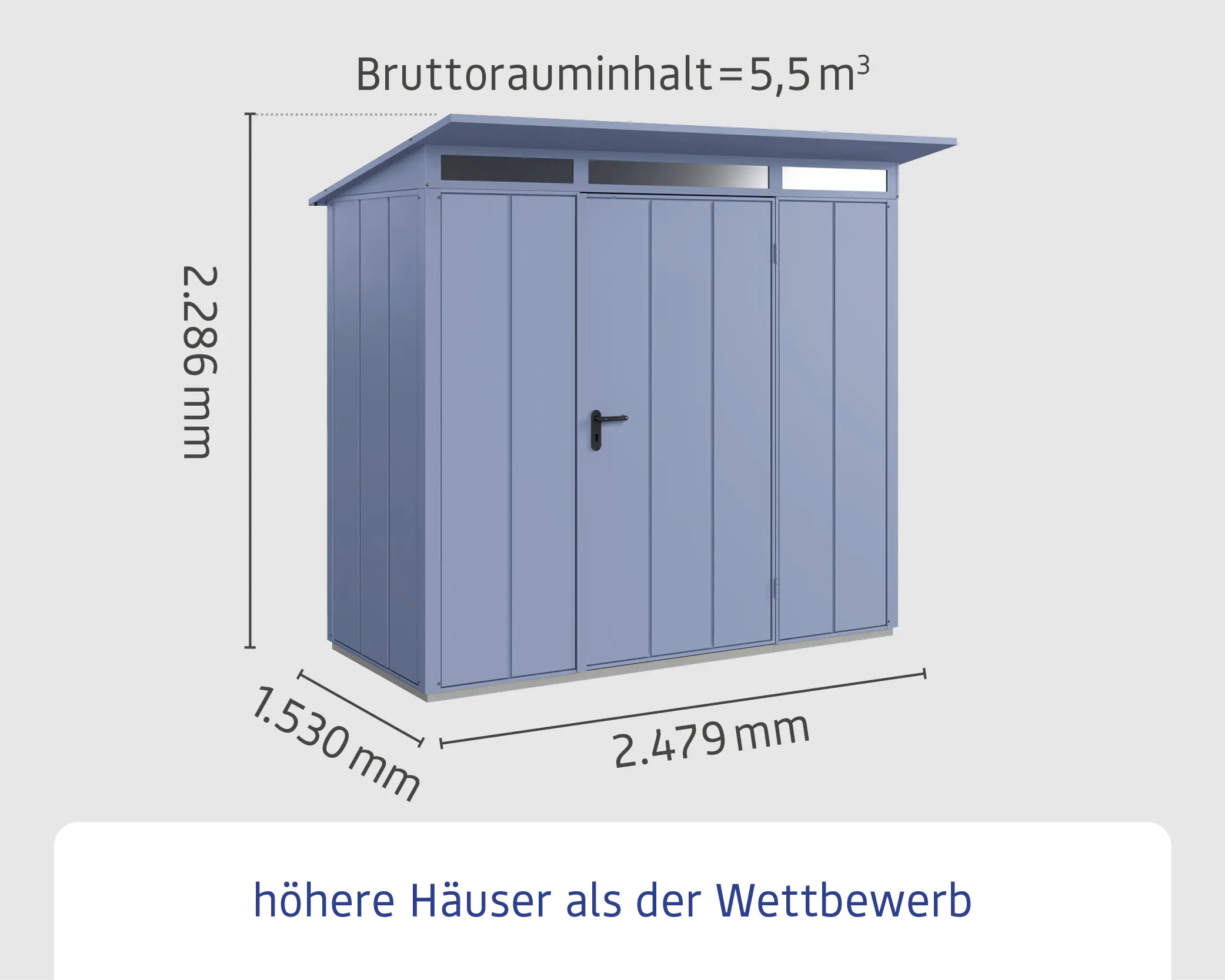 EcoStar Gerätehaus Elegant-P Typ 1 taubenblau 247,9 x 153 x 228,6 cm