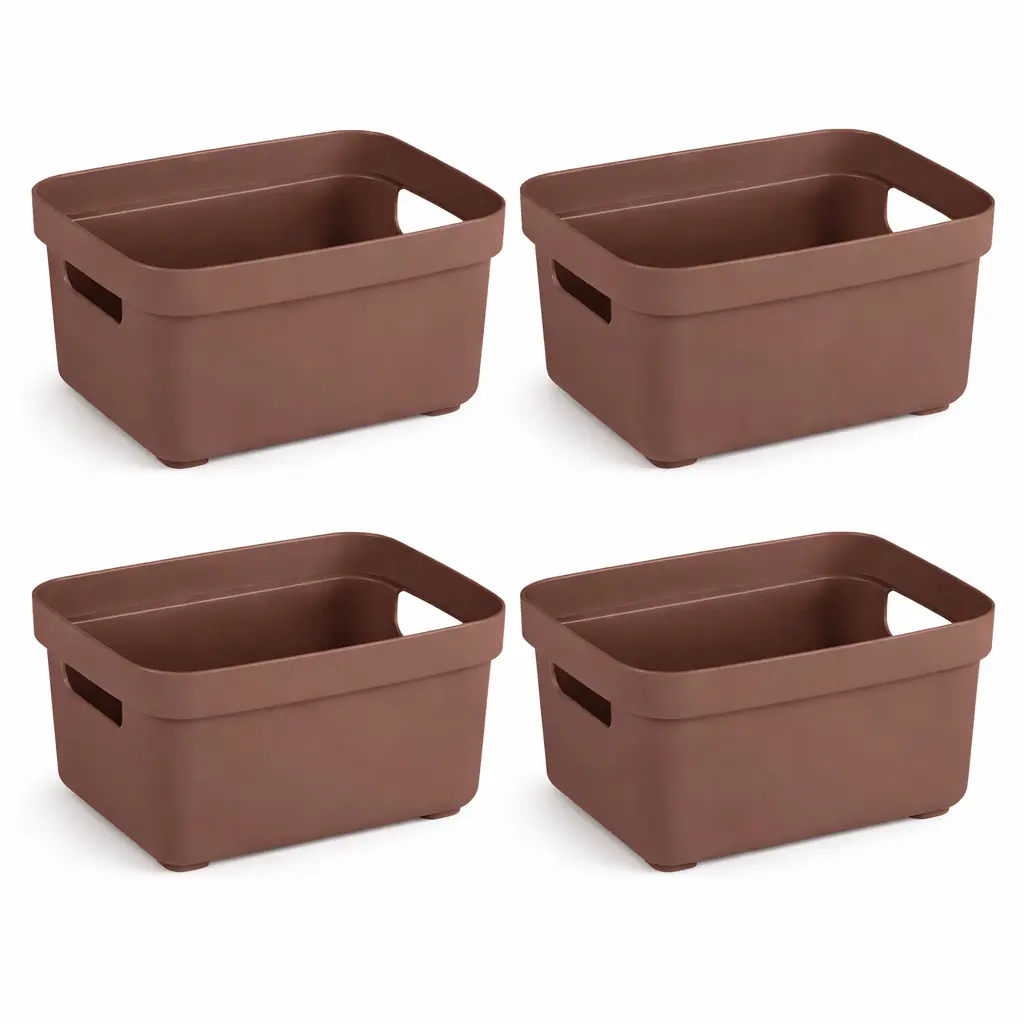 Sunware Aufbewahrungsbox Sigma Home mit Griffen 17,7 x 12,8 cm 2,5 L schoko 4er Set