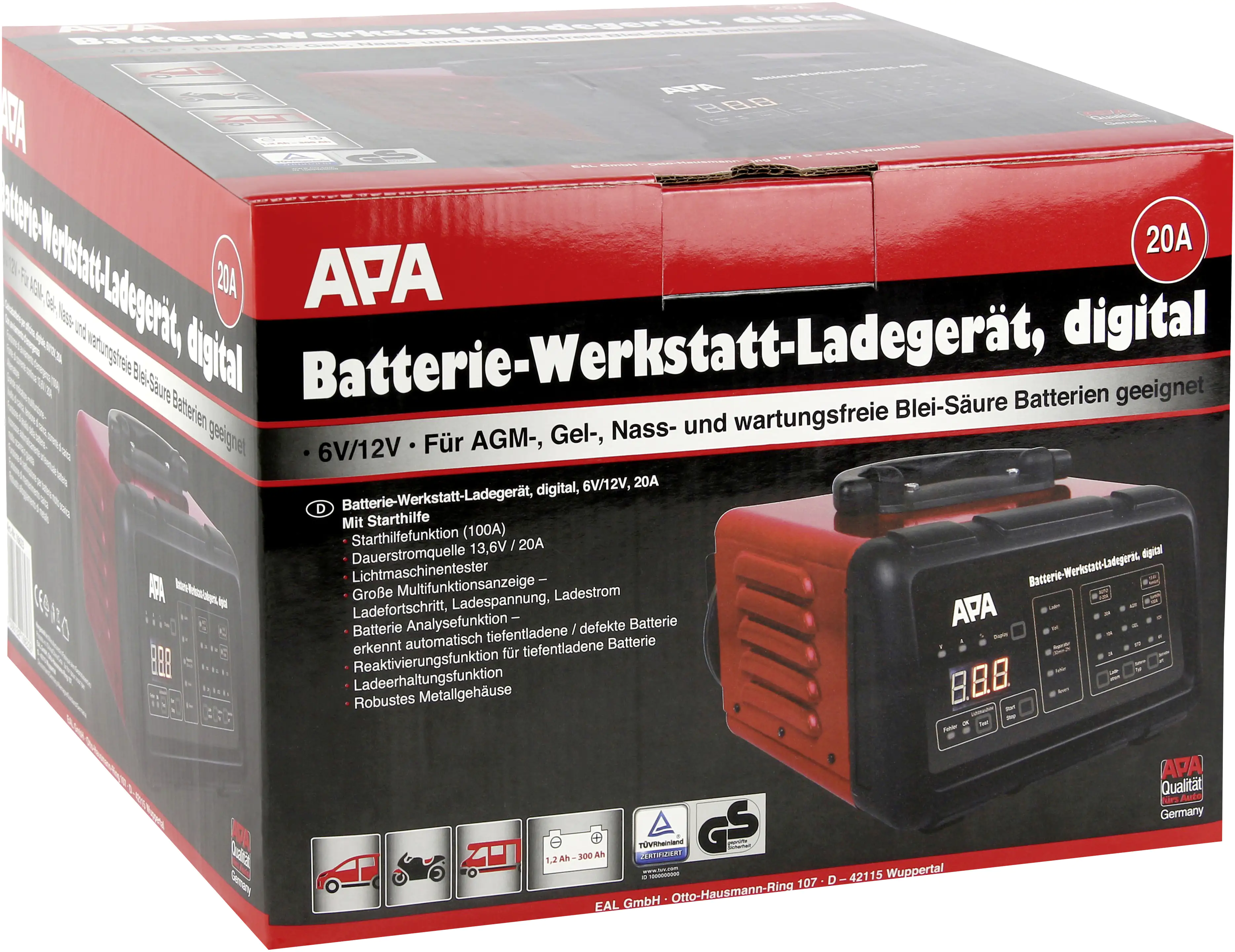 APA Autobatterie-Ladegerät digital 6/12 V 20A