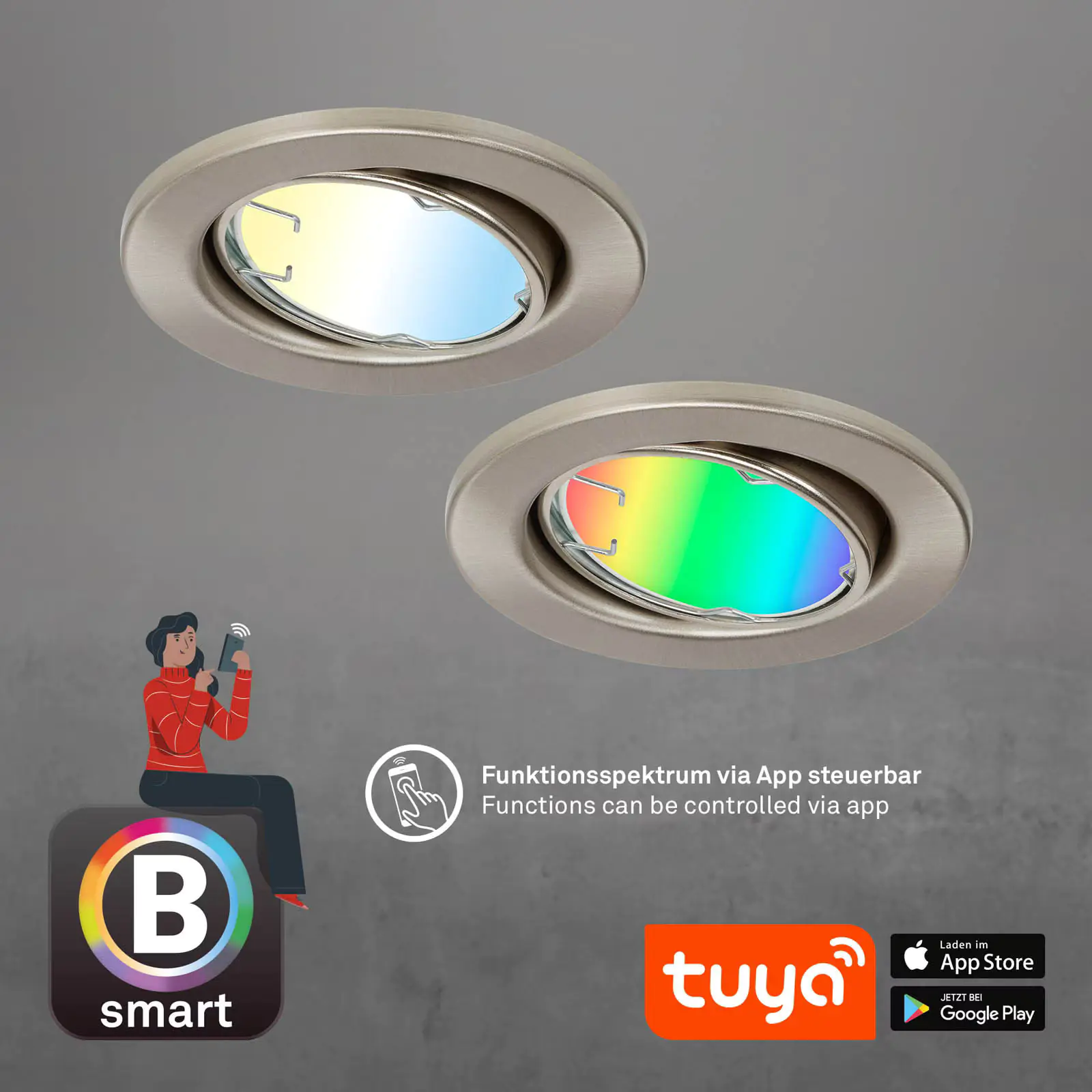 Di-Ka LED Einbauleuchte Fit Move S 3er Set Smart Home Tuya RGBW Ø 8,6 cm