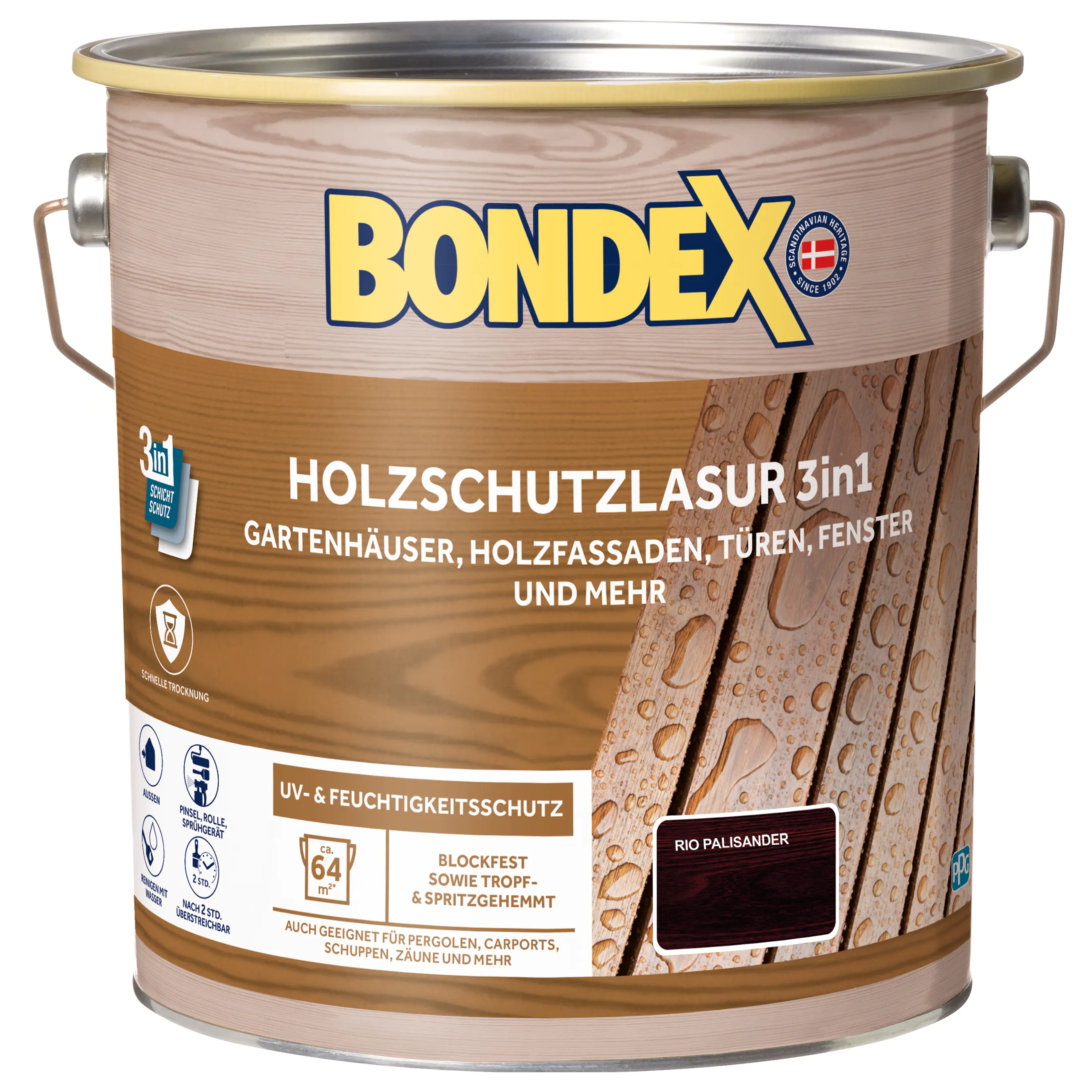 Bondex Holzschutzlasur 3in1 4 L rio-palisander