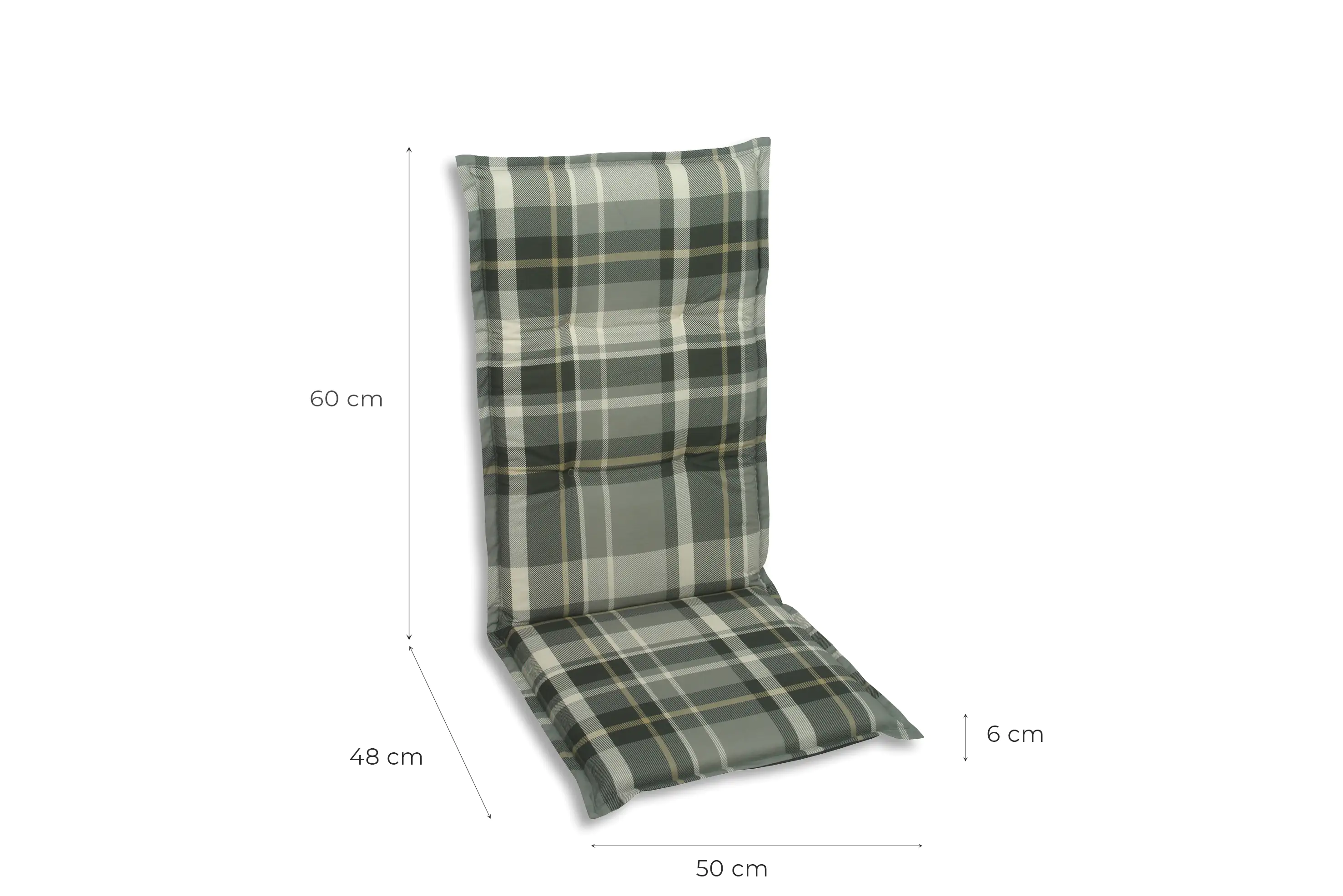 Go-De Mitellehner-Auflage 108 cm x 50 cm x 6 cm, grau-kariert