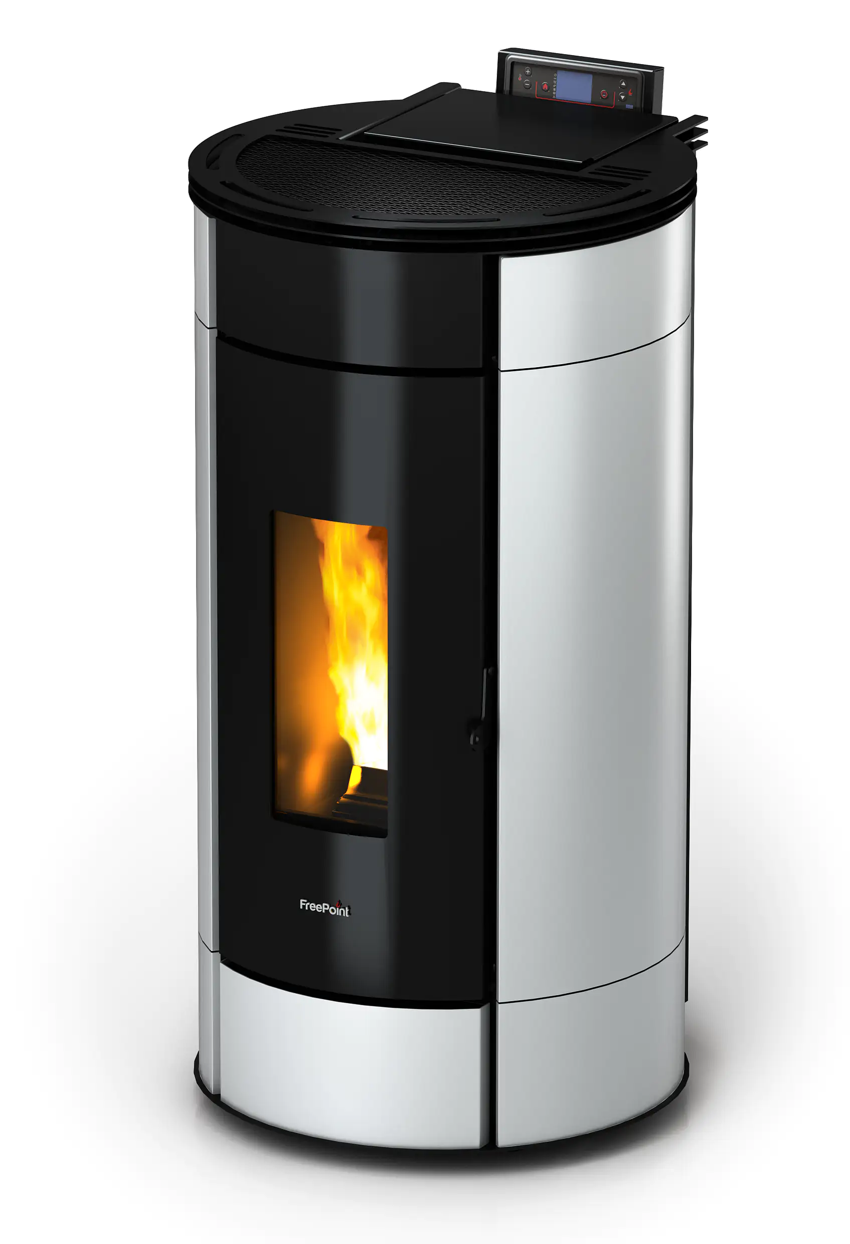 FreePoint Pelletofen Globe Stahl 10,5 kW schwarz-weiß