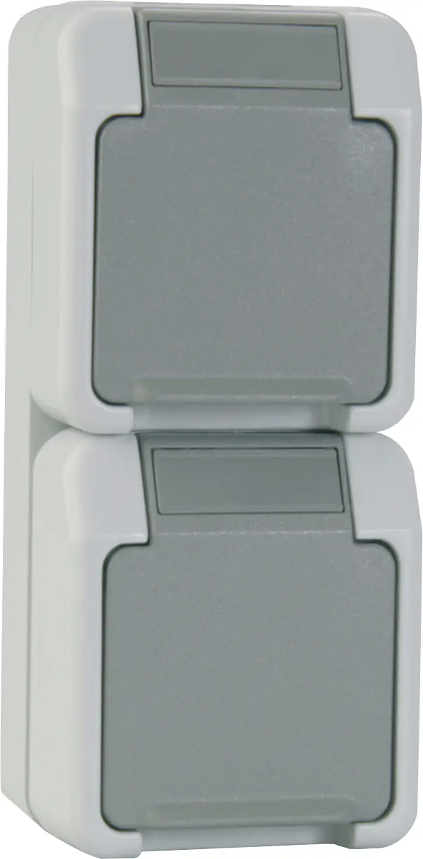 Merten Doppelsteckdose mit Klappdeckel Aquastar, Aufputz, MEG2329-8029