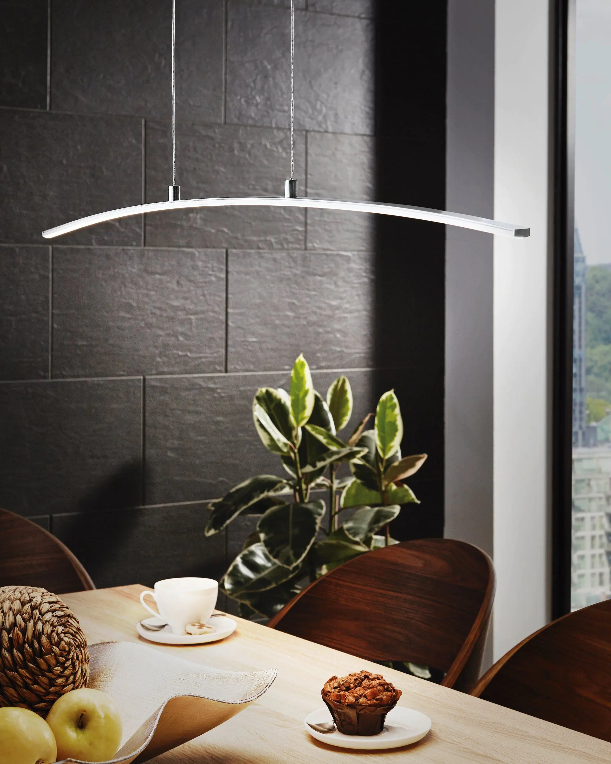 Eglo LED Pendelleuchte Lasana chrom 90 cm warmweiß